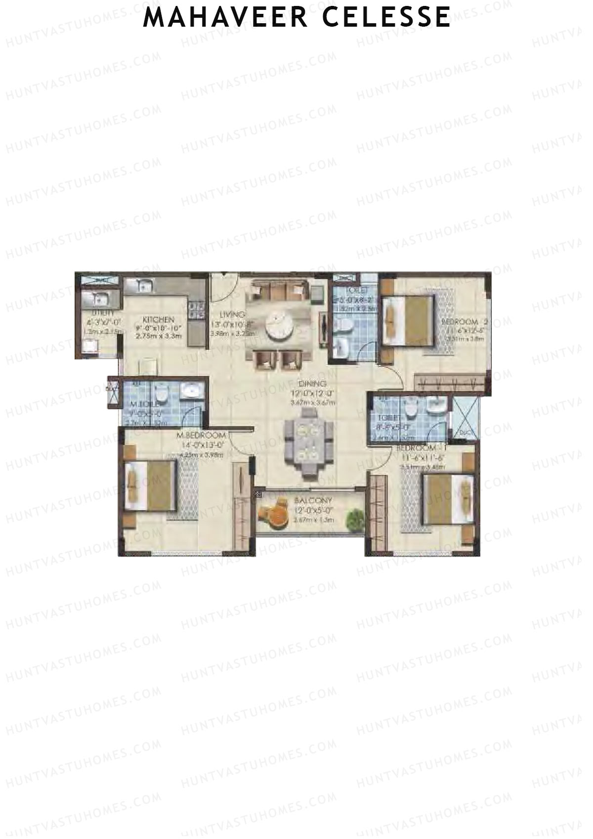 Mahaveer Celesse Block 1 Unit 2 Floor Plan