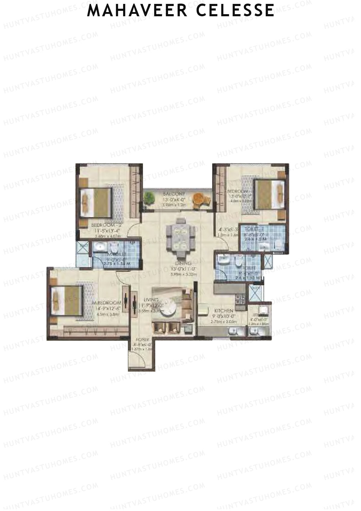 Mahaveer Celesse Block 2 Unit 1 Floor Plan