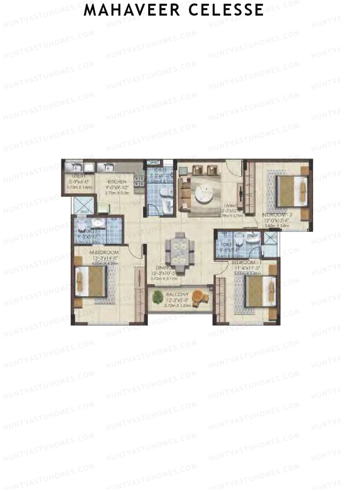Mahaveer Celesse Block 2 Unit 3 Floor Plan