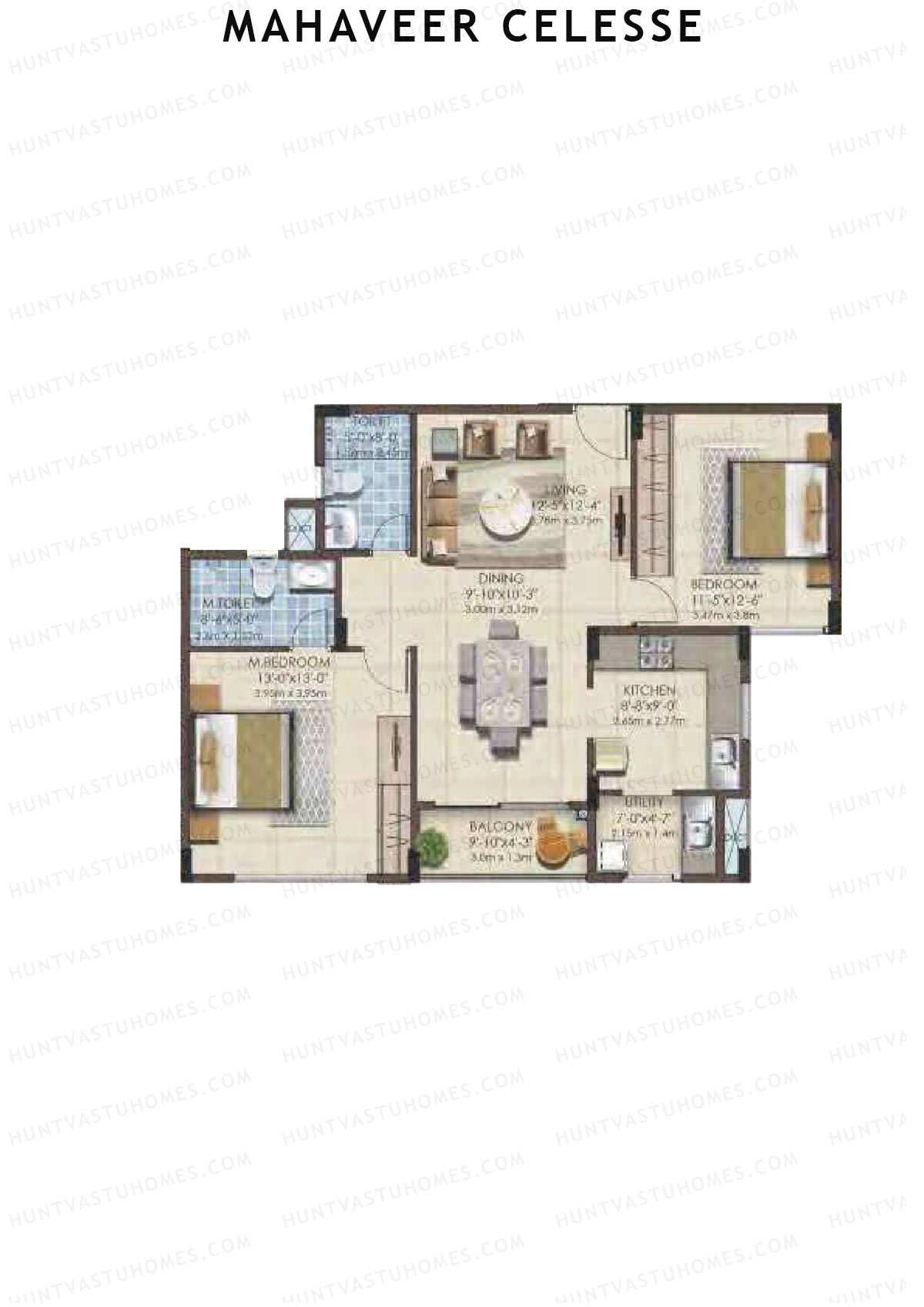 Mahaveer Celesse Block 3 Unit 3 Floor Plan