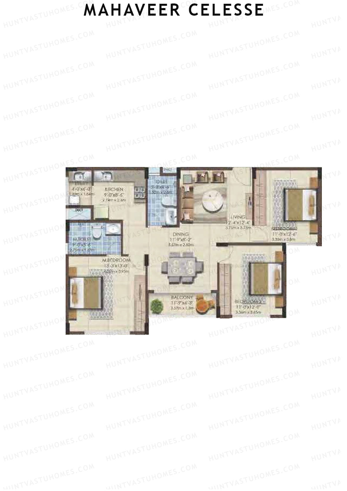 Mahaveer Celesse Block 8 Unit 3 Floor Plan