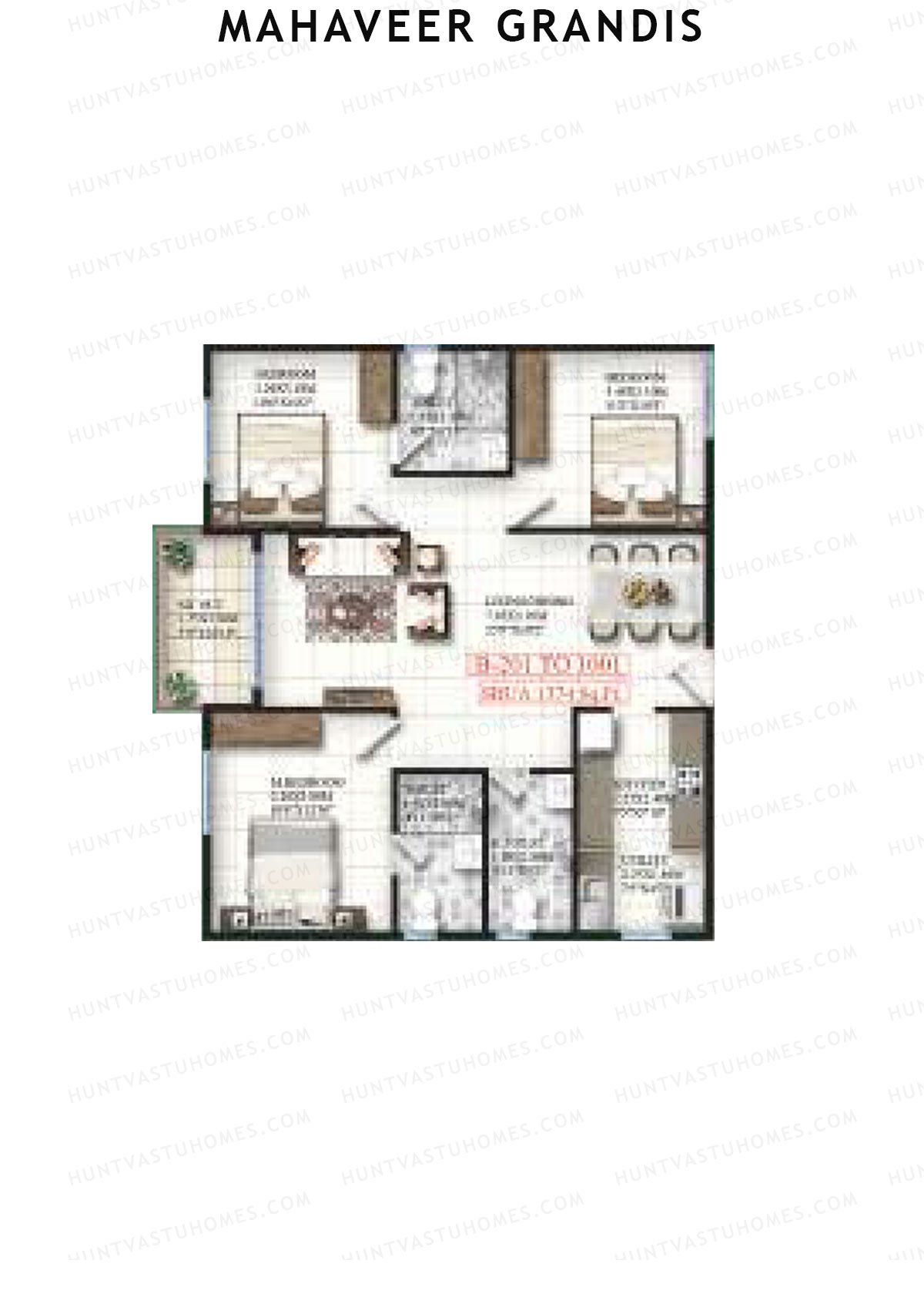 Mahaveer Grandis Tower B Unit 1 Floor Plan