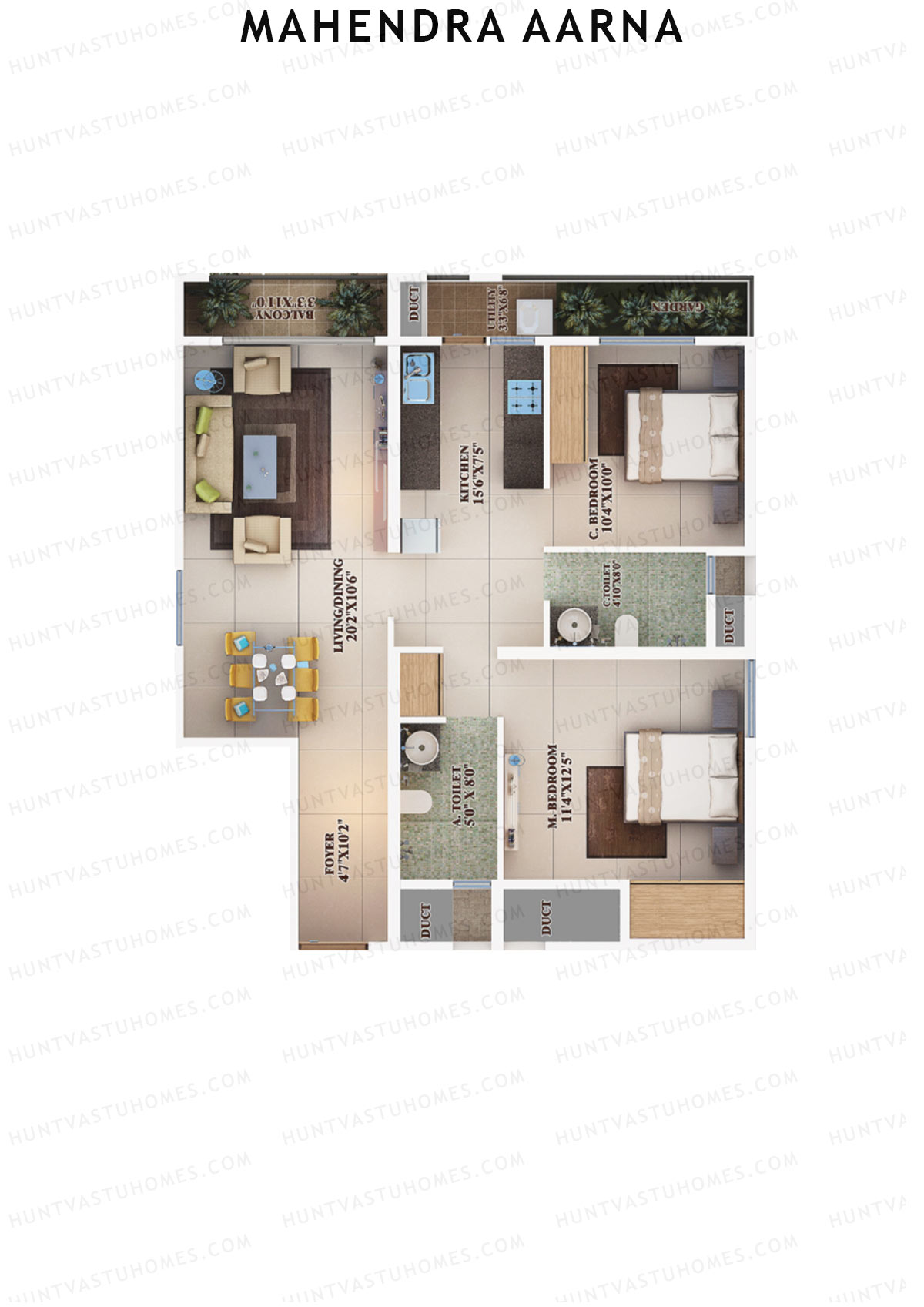 Mahendra Aarna Tower 1 Unit 2 (Type 8) Floor Plan