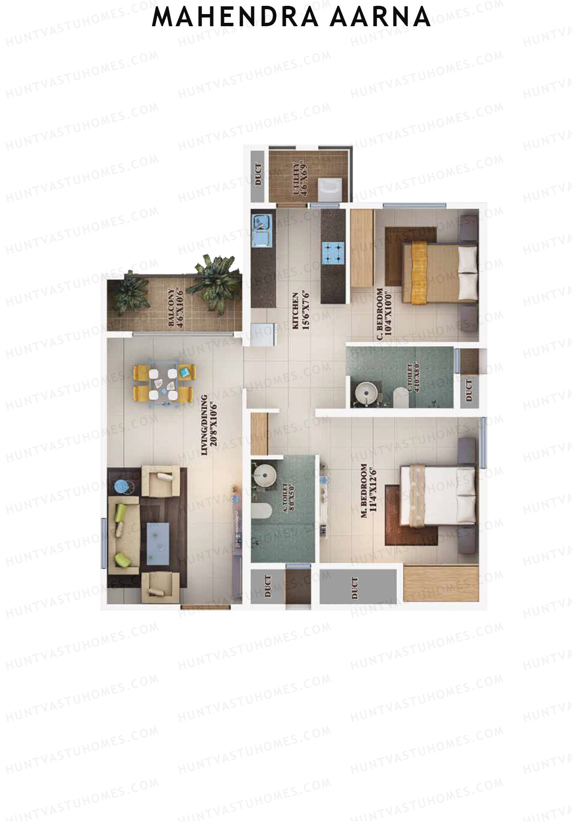 Mahendra Aarna Tower 1 Unit 3 (Type 9) Floor Plan