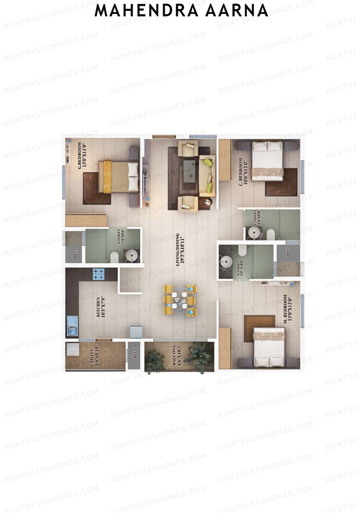 Mahendra Aarna Tower 1 Unit 7 (Type 4) Floor Plan