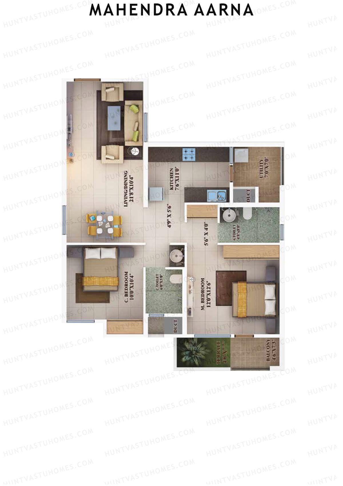 Mahendra Aarna Tower 1 Unit 9 (Type 10T) Floor Plan