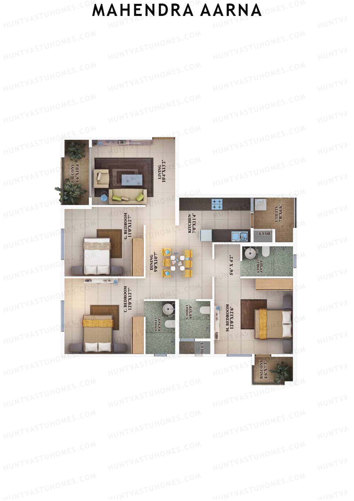 Mahendra Aarna Tower 3 Unit 12 (Type 6) Floor Plan