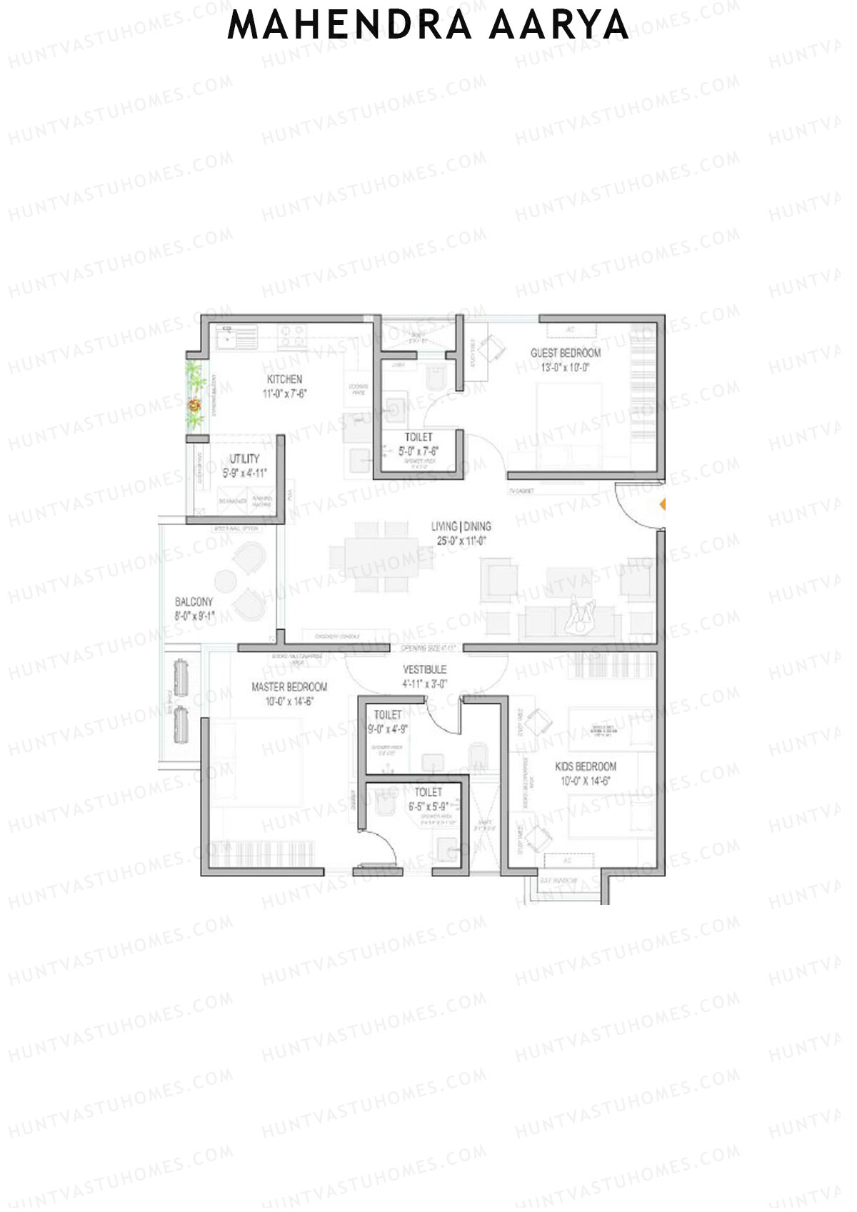 Mahendra Aarya Tower A Unit 6 (Type 1) Floor Plan