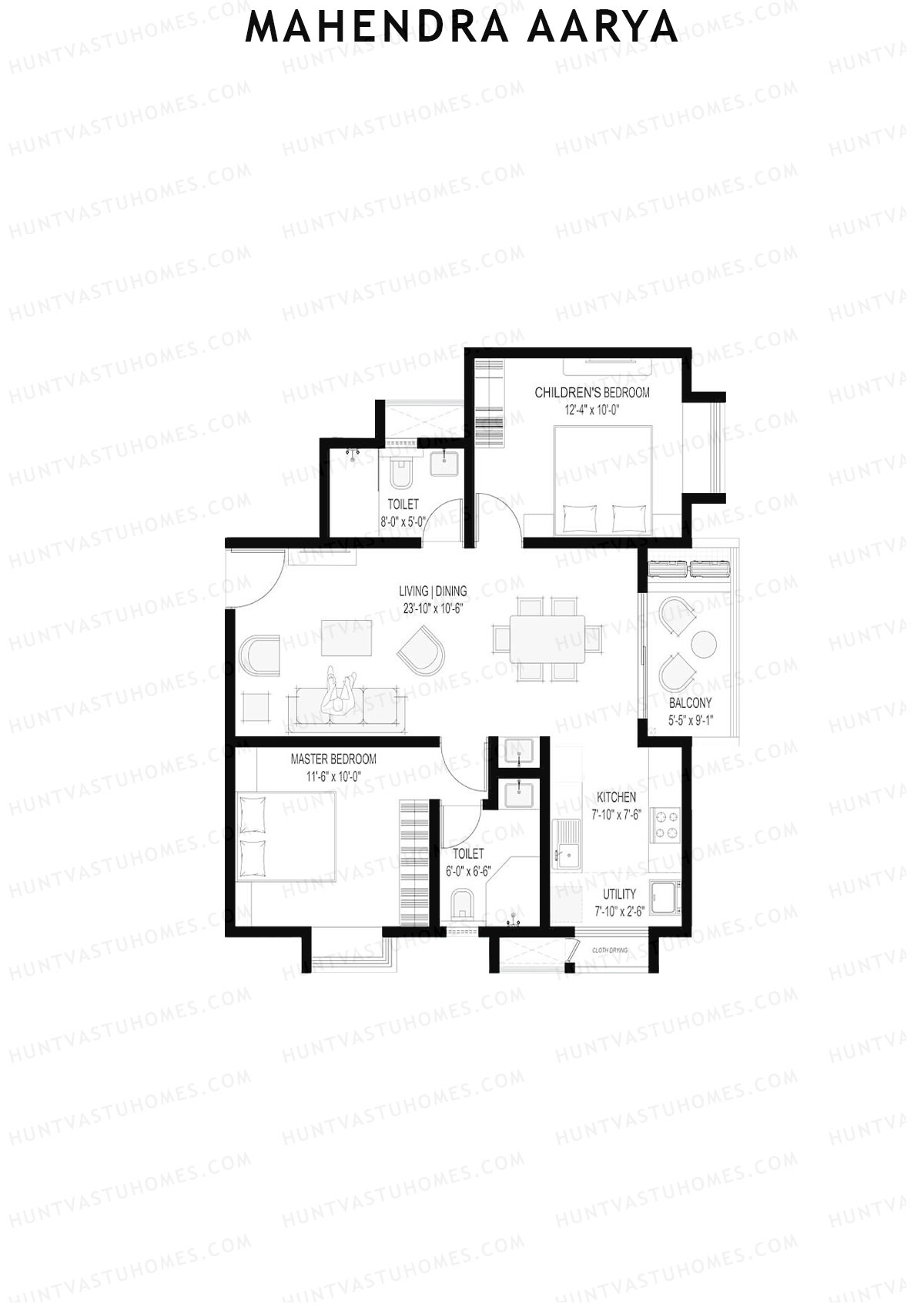 Mahendra Aarya Tower B Unit 13 (Type 5) Floor Plan