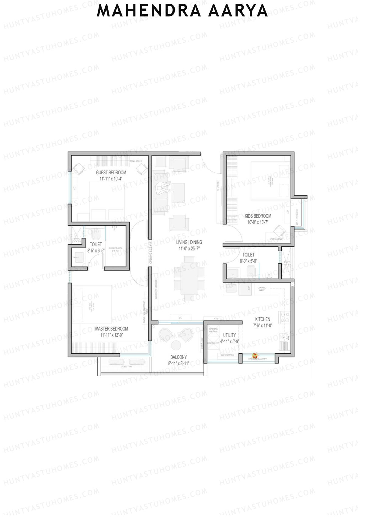 Mahendra Aarya Tower B Unit 21 (Type 4) Floor Plan