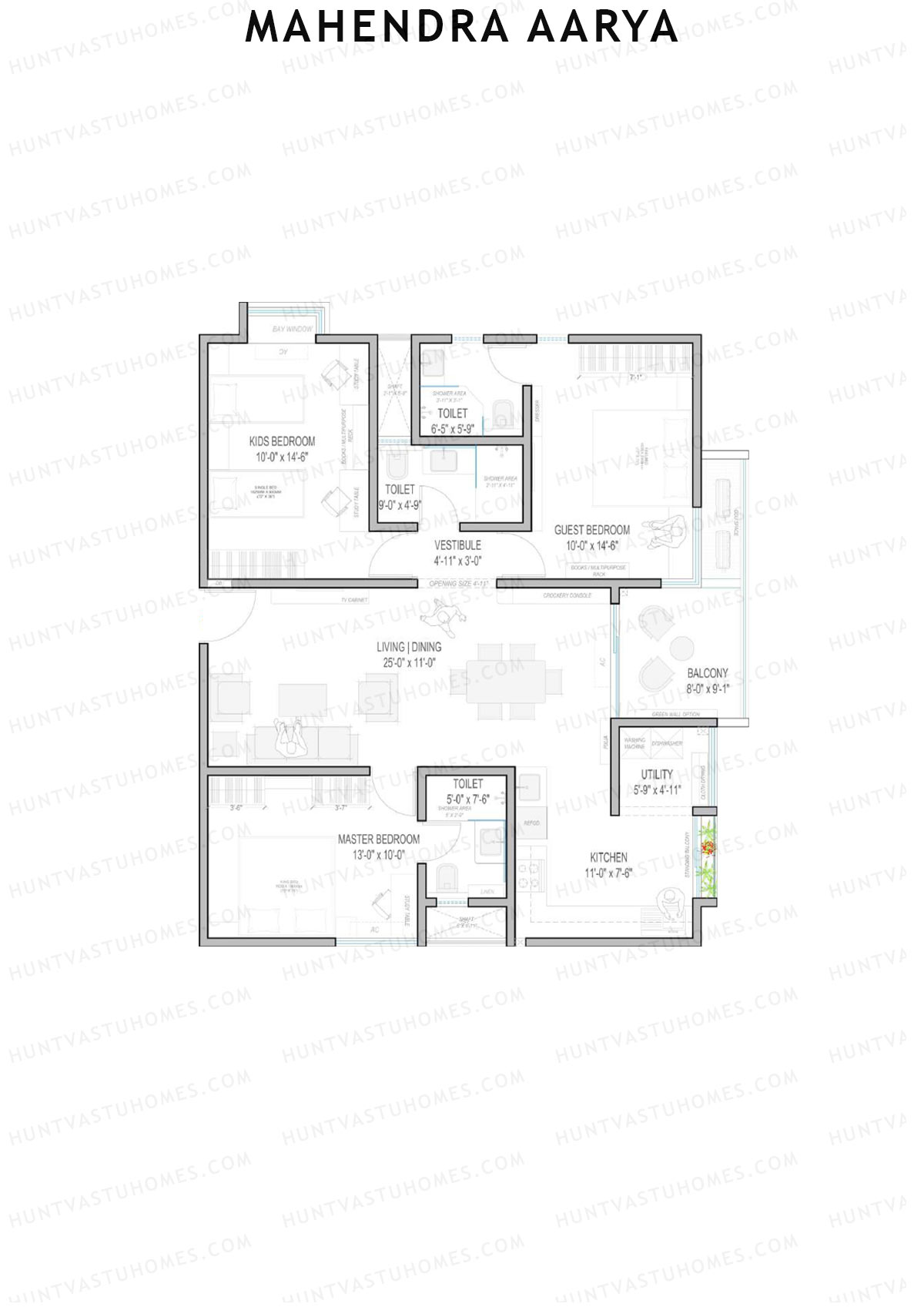 Mahendra Aarya Tower C Unit 6 (Type 2) Floor Plan