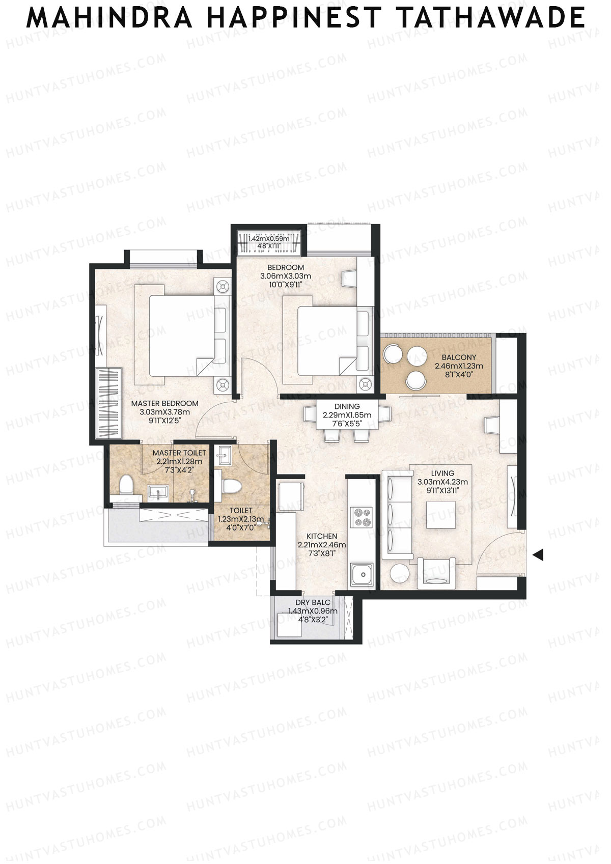 Mahindra Happinest Tathawade Tower F Unit 6 Floor Plan