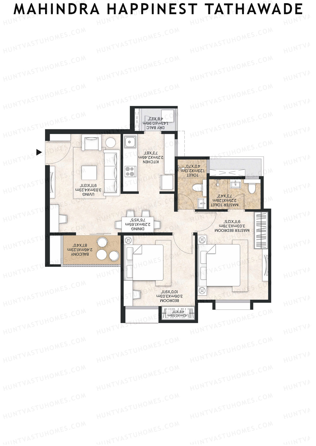 Mahindra Happinest Tathawade Tower G Unit 2 Floor Plan