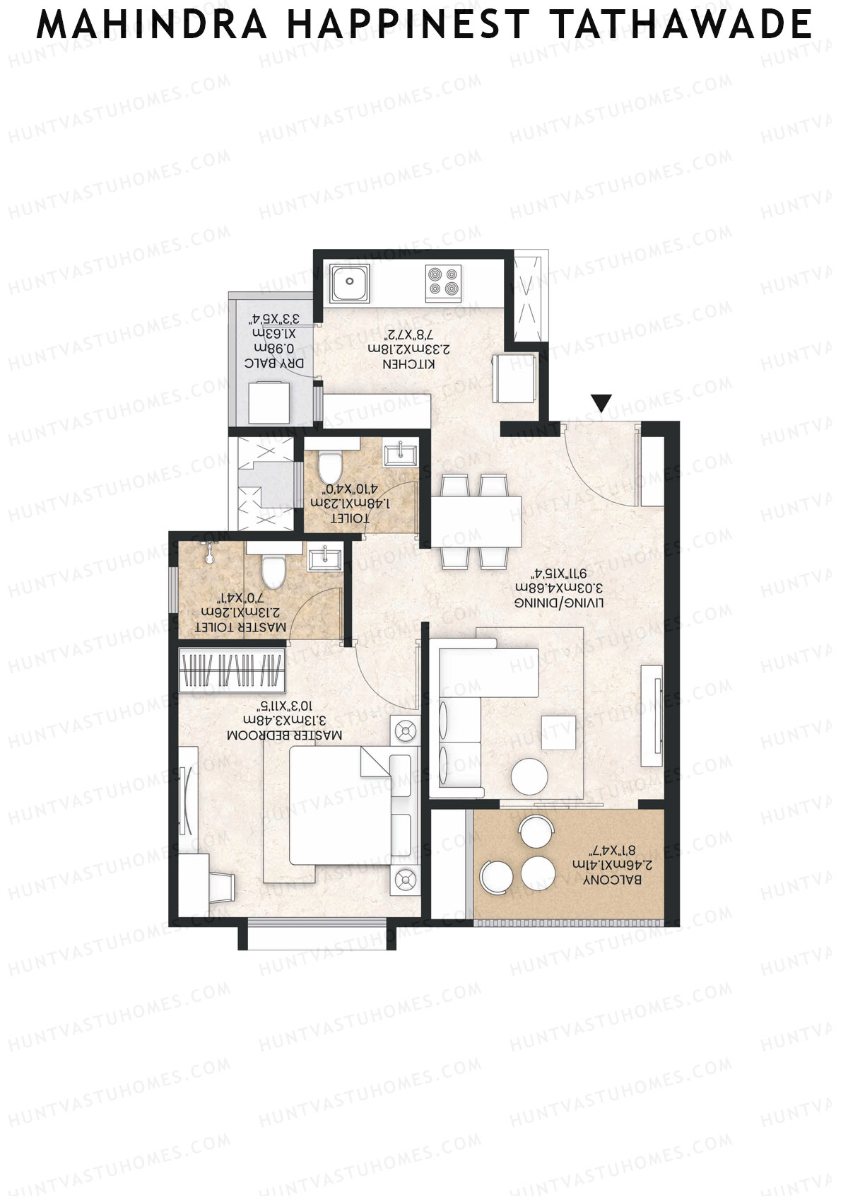 Mahindra Happinest Tathawade Tower G Unit 3 Floor Plan