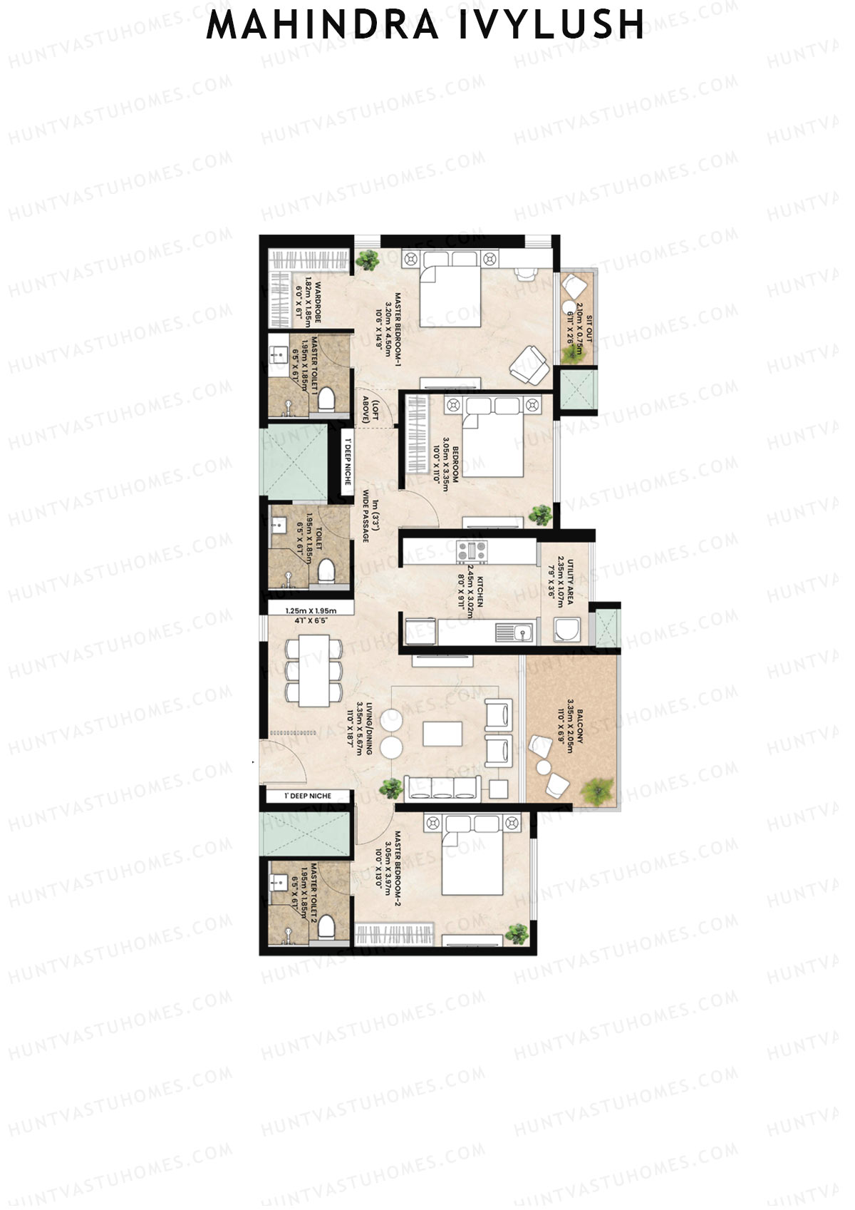 Mahindra IvyLush Tower A Unit 3 Floor Plan