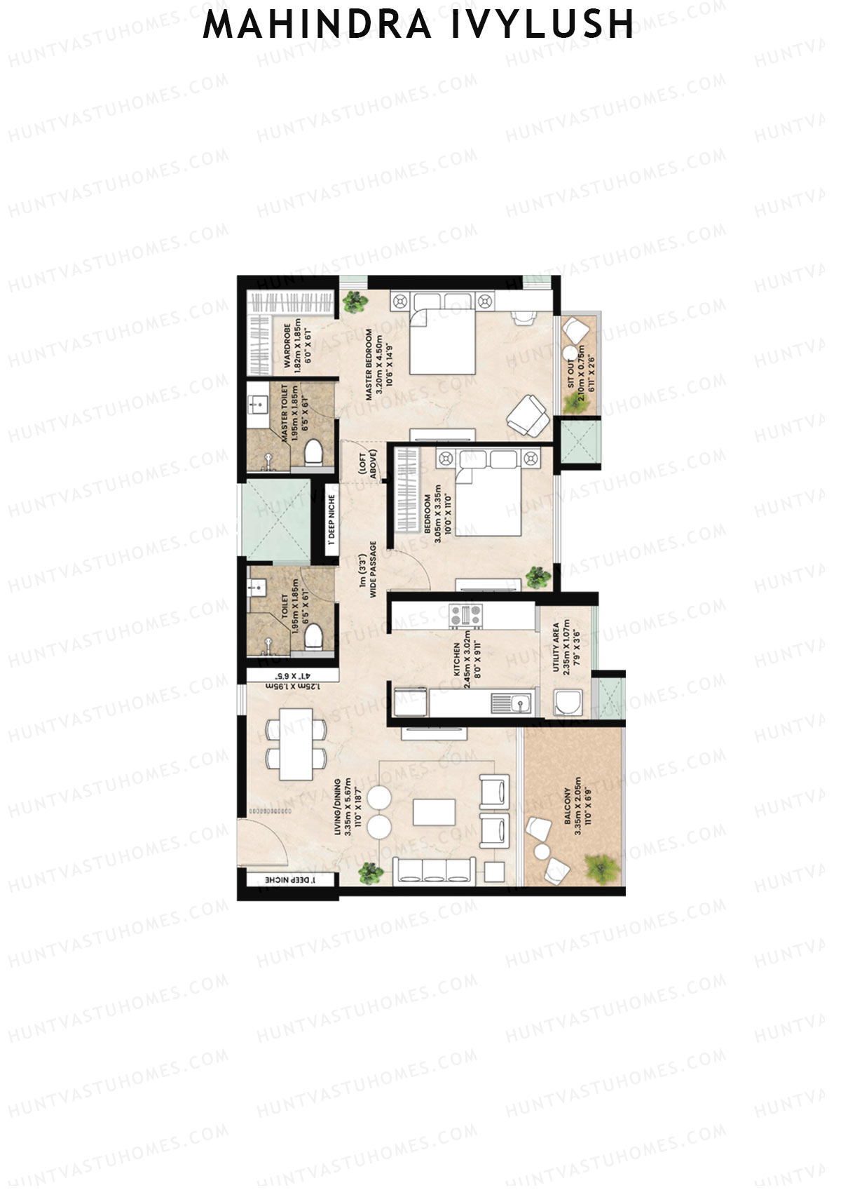 Mahindra IvyLush Tower A Unit 3 Floor Plan