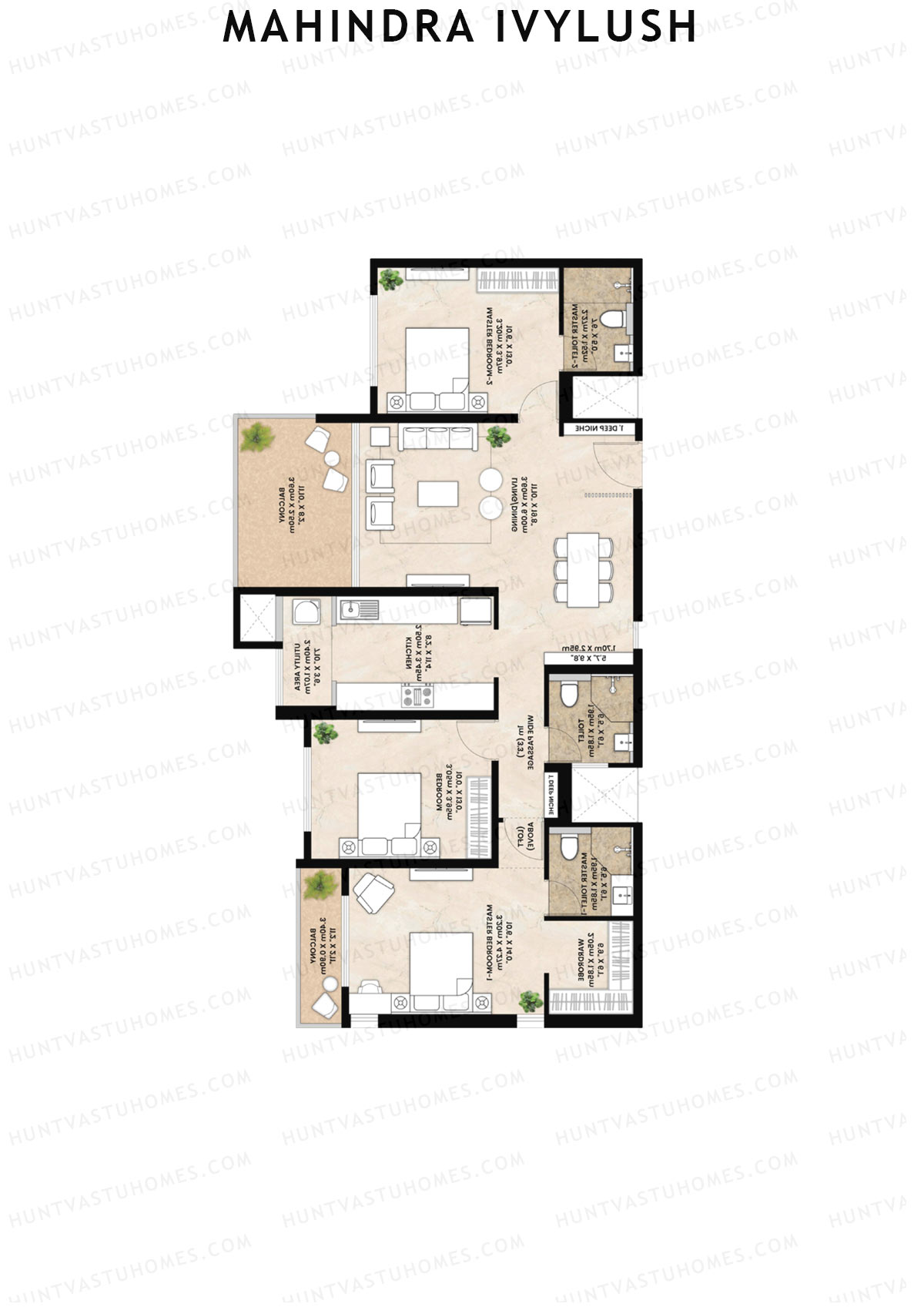Mahindra IvyLush Tower D Unit 3 Floor Plan