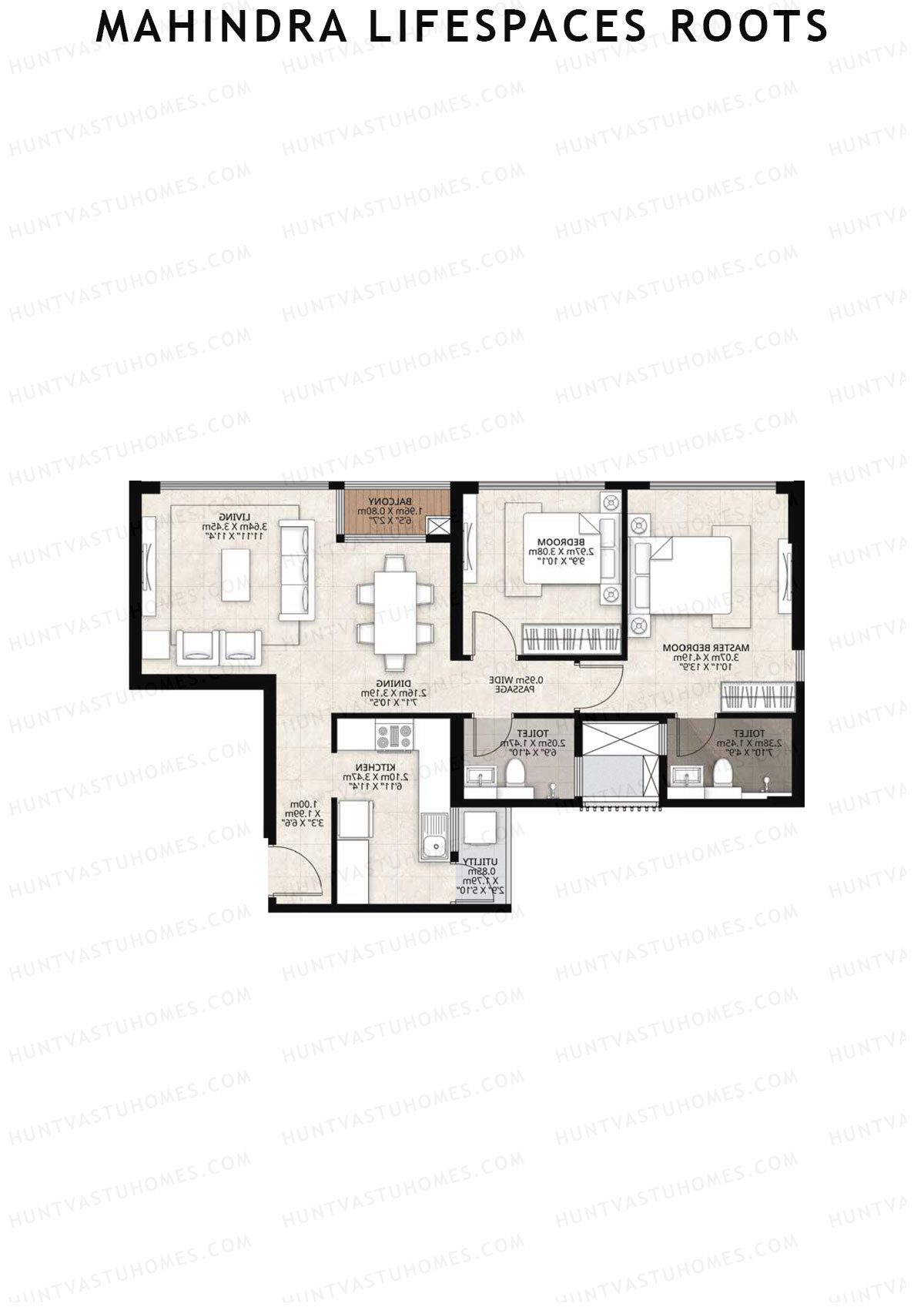 Mahindra Lifespaces Roots Tower 1 Unit 1 (Type A1) Floor Plan