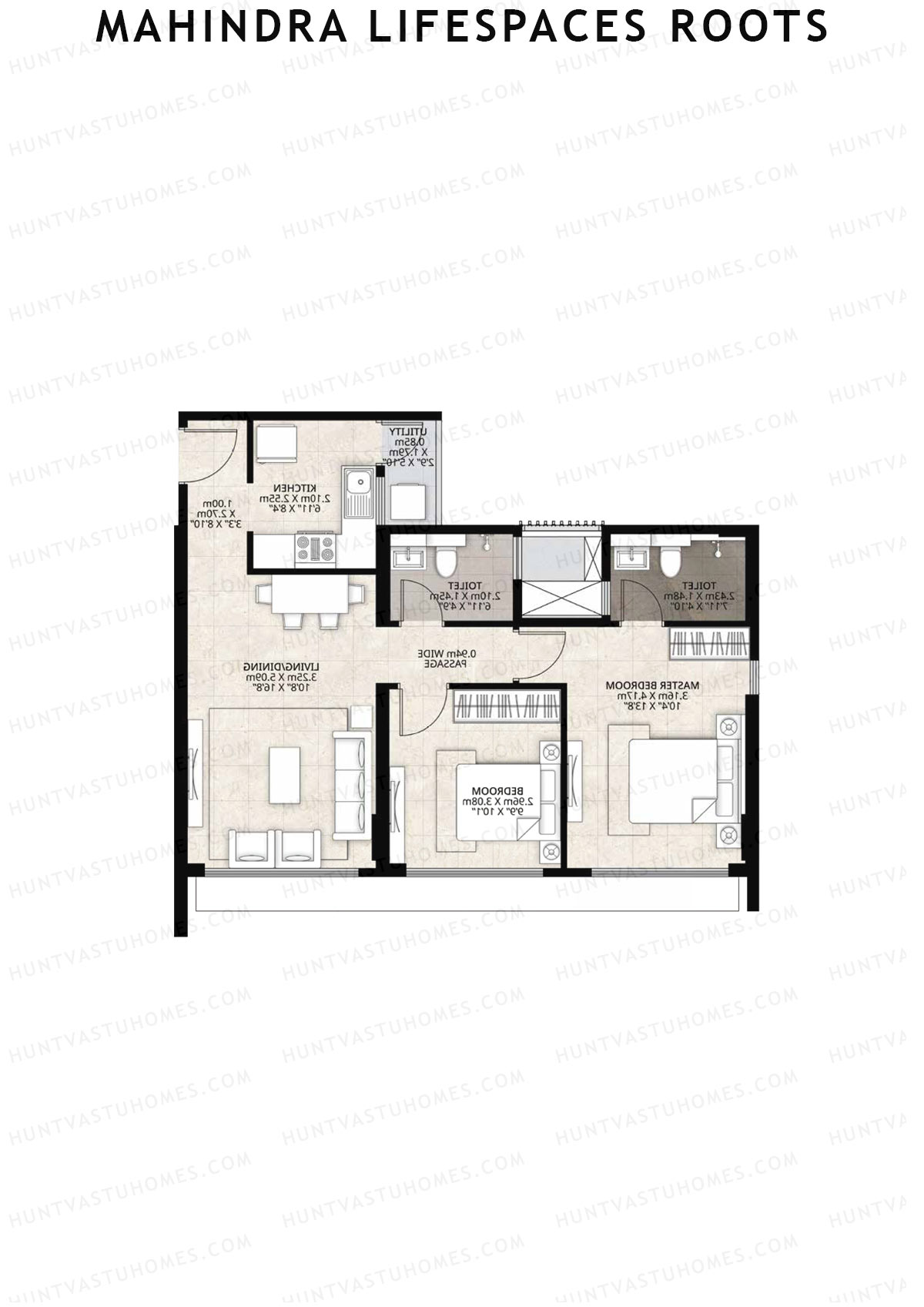 Mahindra Lifespaces Roots Tower 1 Unit 2 (Type B1) Floor Plan
