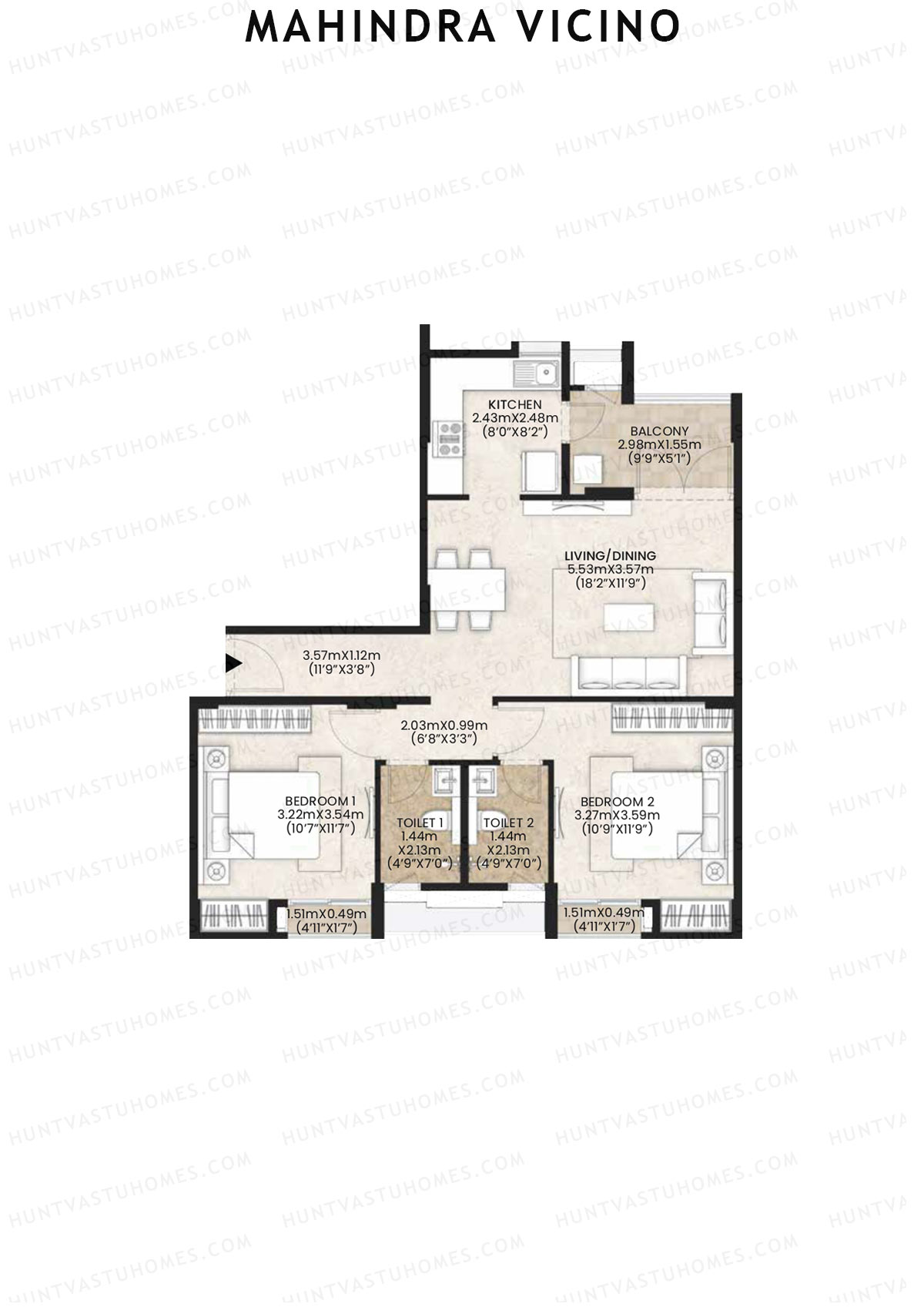 Mahindra Vicino Tower A1 Unit 1 Floor Plan