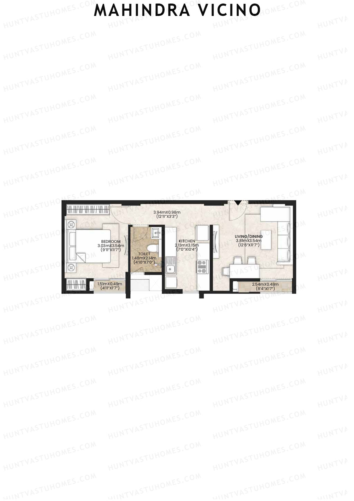Mahindra Vicino Tower A1 Unit 2 Floor Plan