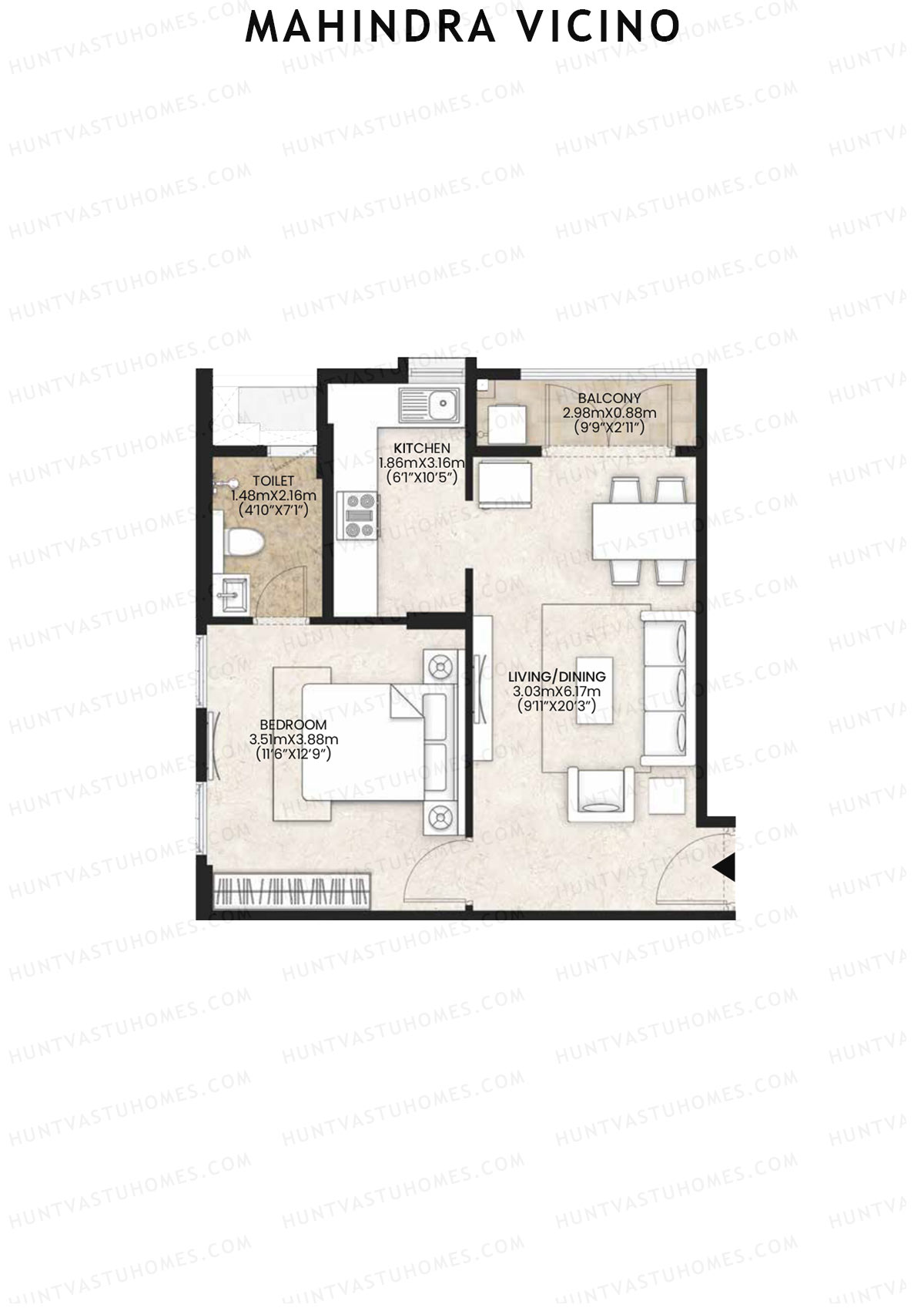 Mahindra Vicino Tower A1 Unit 3 Floor Plan