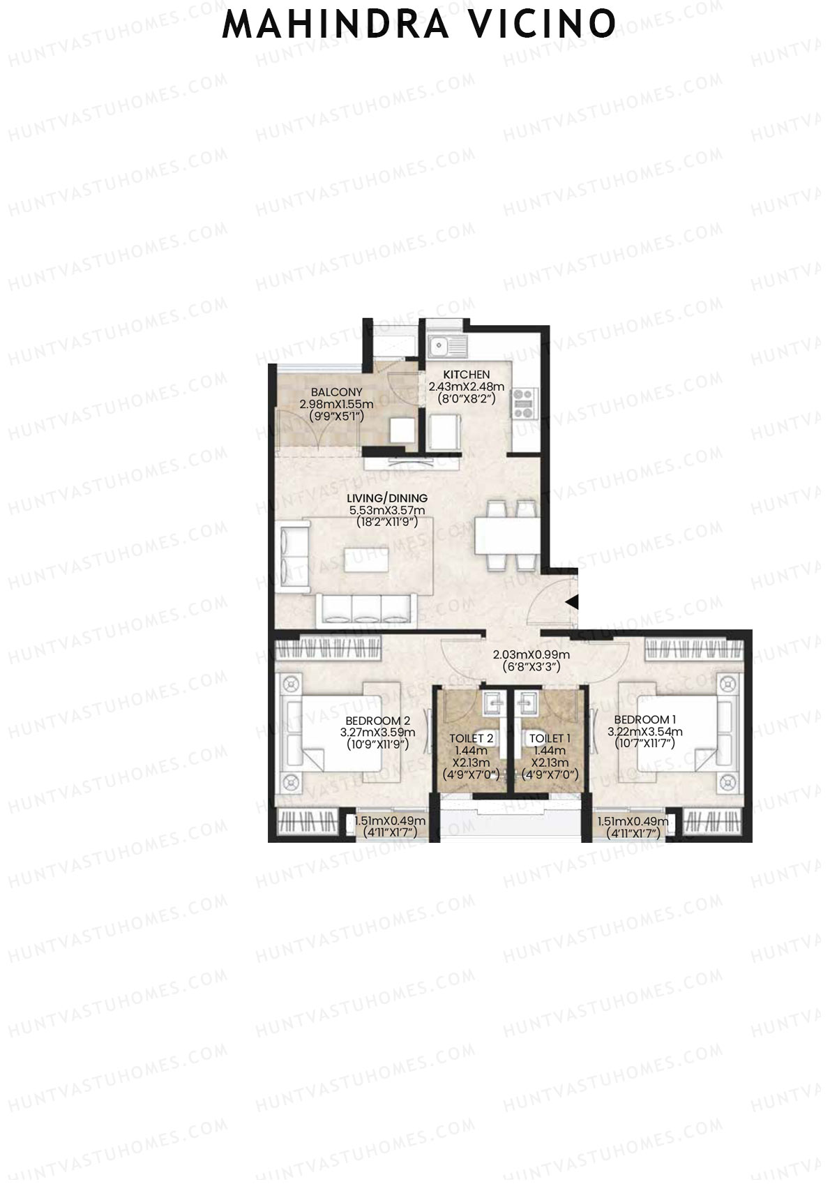 Mahindra Vicino Tower A2 Unit 2 Floor Plan