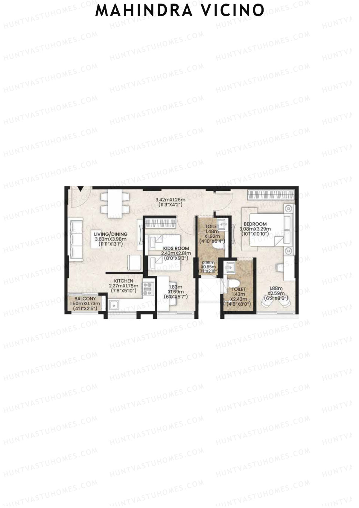 Mahindra Vicino Tower A3 Unit 1 Floor Plan