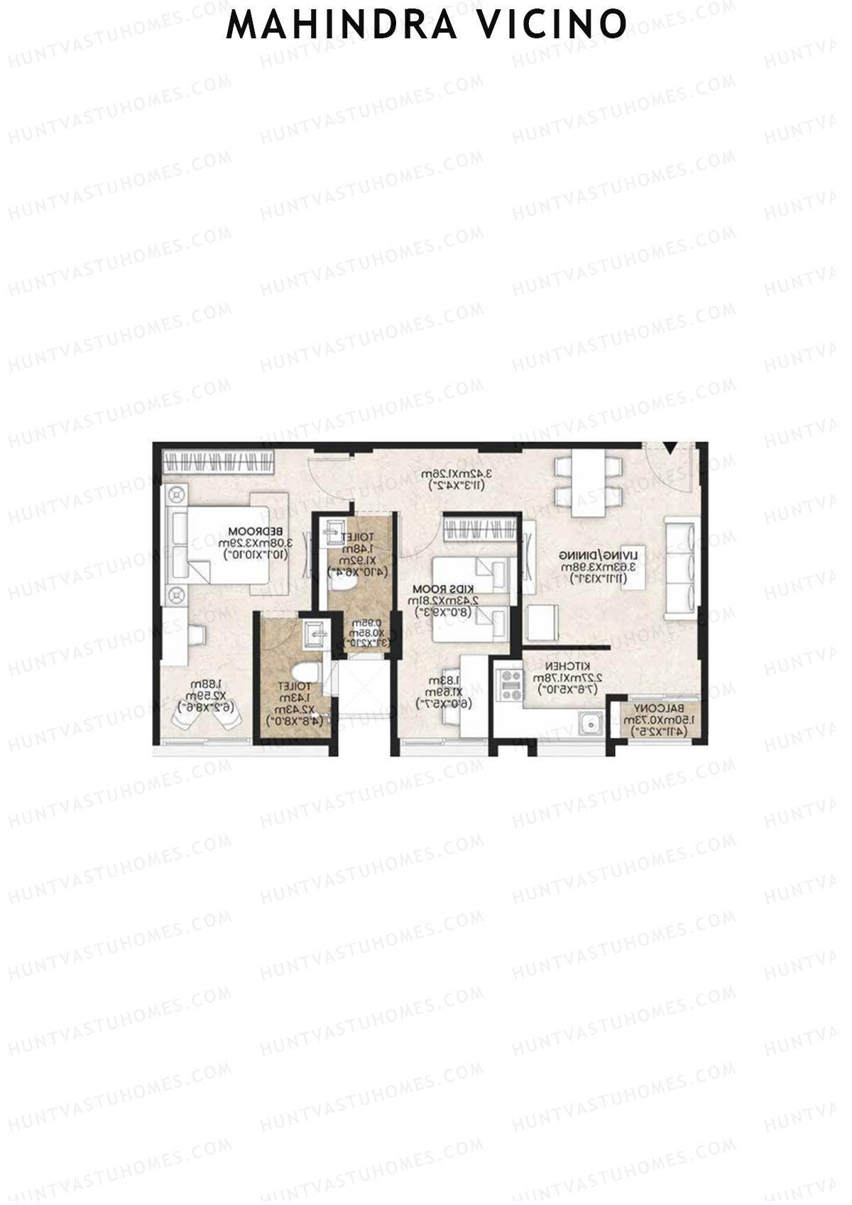 Mahindra Vicino Tower A4 Unit 3 Floor Plan