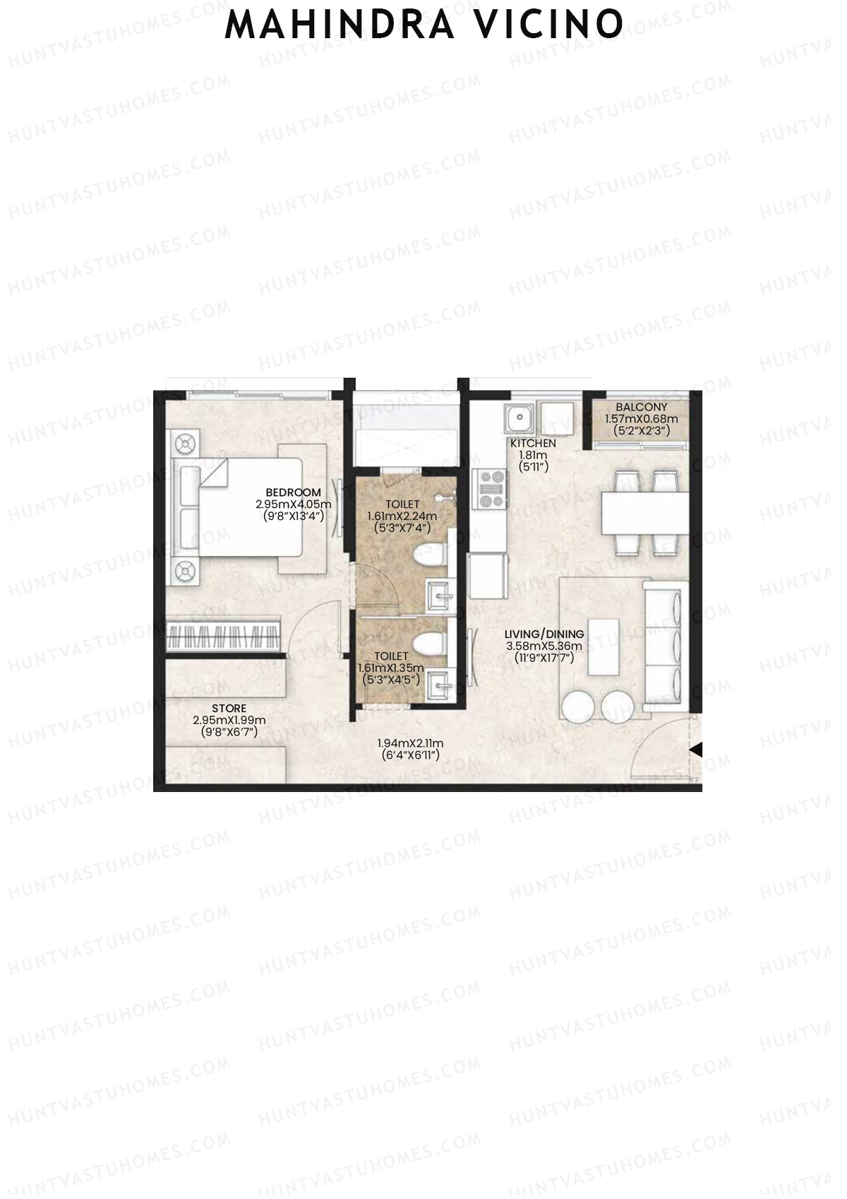 Mahindra Vicino Tower A4 Unit 4 Floor Plan