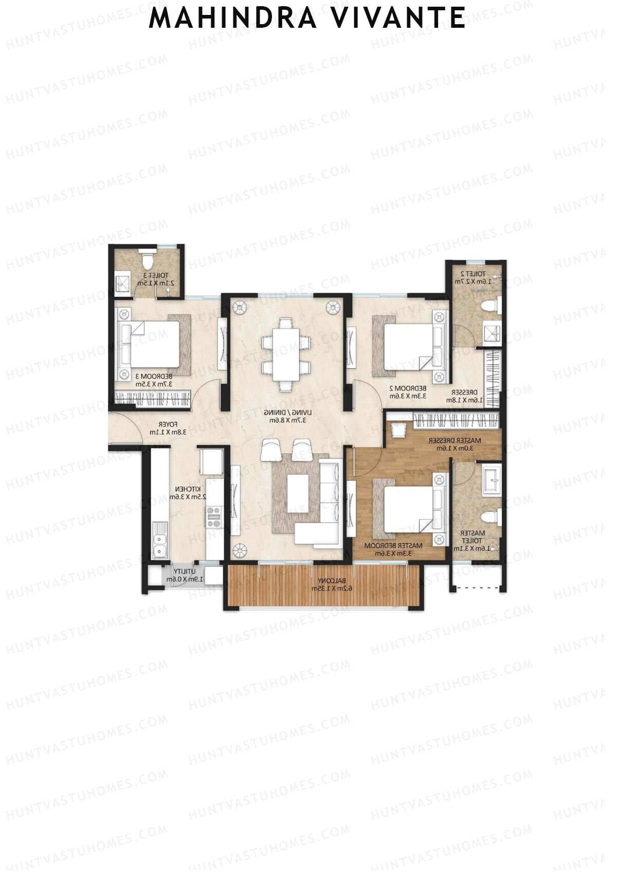 Mahindra Vivante Tower B1 Unit 2 Floor Plan