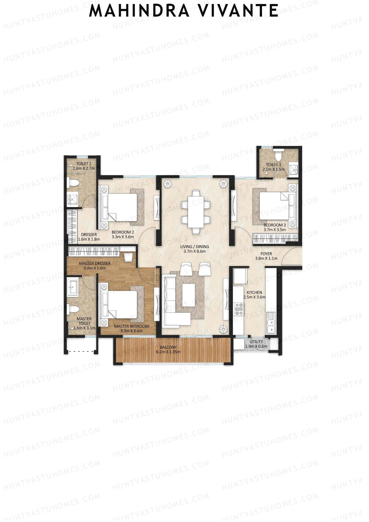 Mahindra Vivante Tower B2 Unit 1 Floor Plan