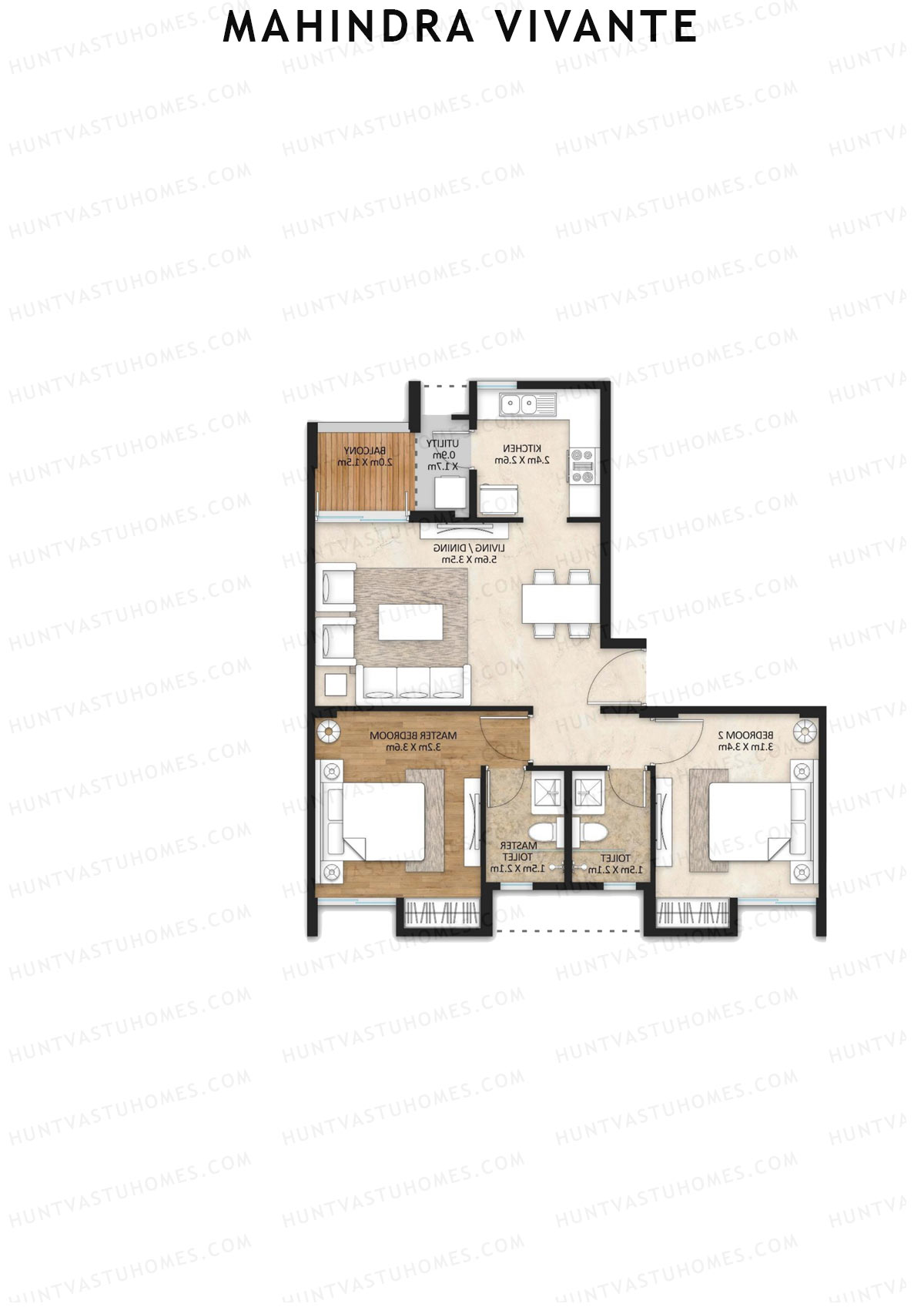 Mahindra Vivante Tower B4 Unit 1 Floor Plan