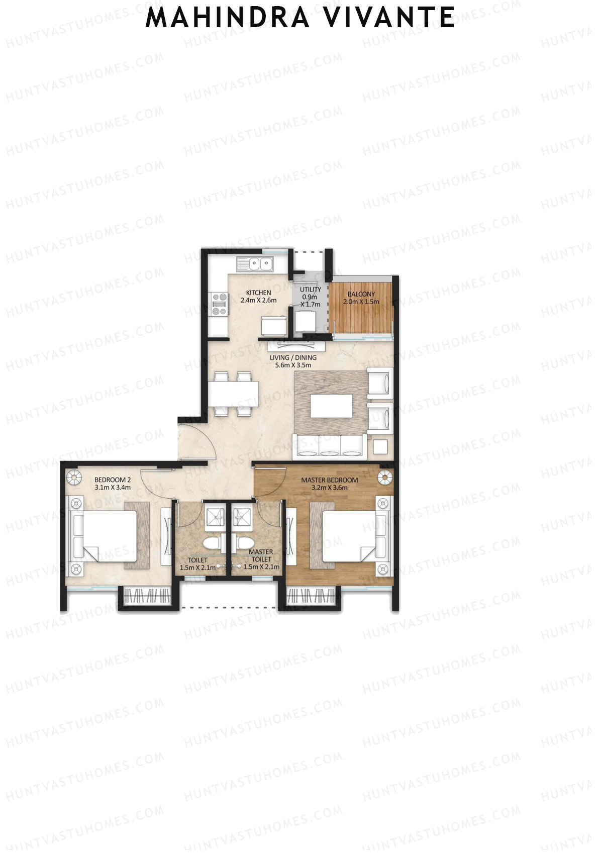 Mahindra Vivante Tower B4 Unit 2 Floor Plan