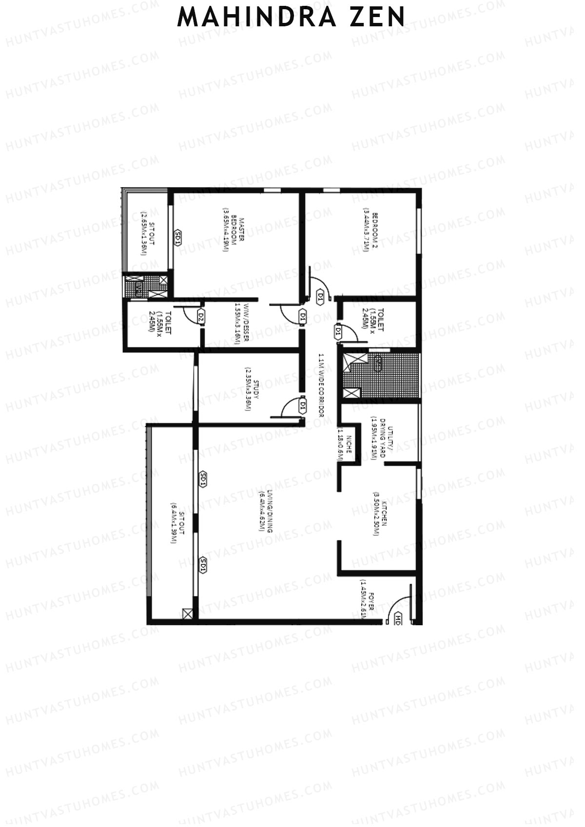 Mahindra Zen Tower A Unit 2 Floor Plan
