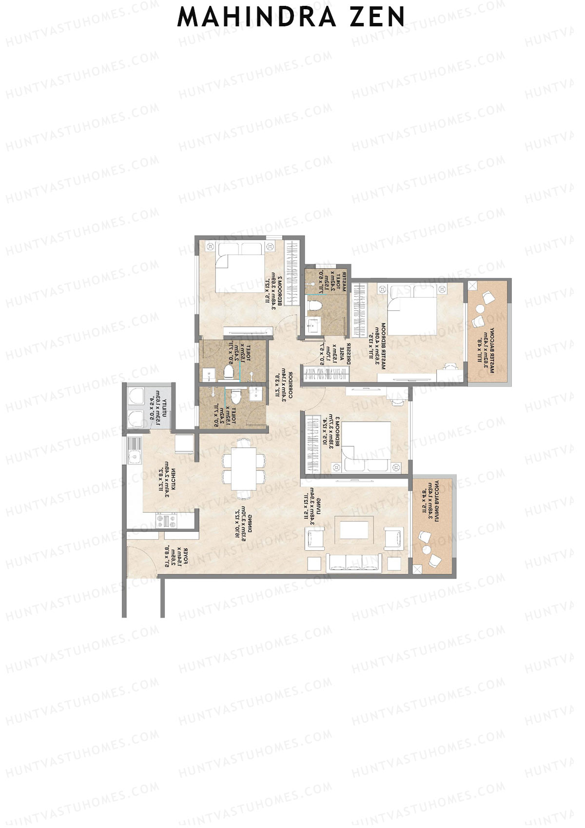 Mahindra Zen Tower A Unit 3 Floor Plan