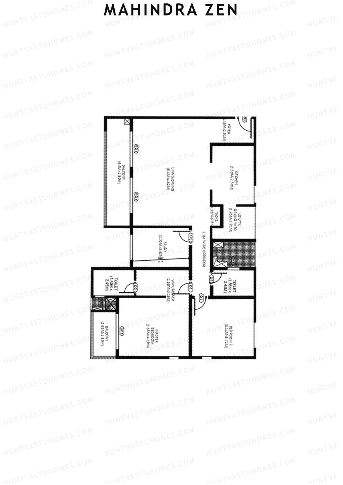 Mahindra Zen Tower B Unit 1 Floor Plan