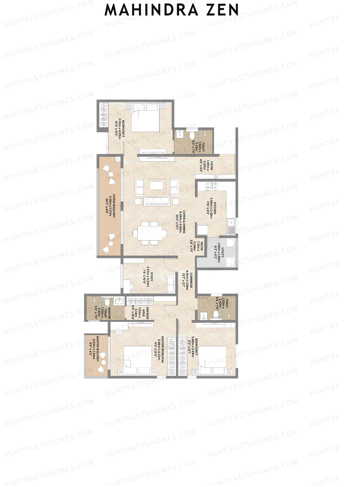 Mahindra Zen Tower B Unit 1 Floor Plan