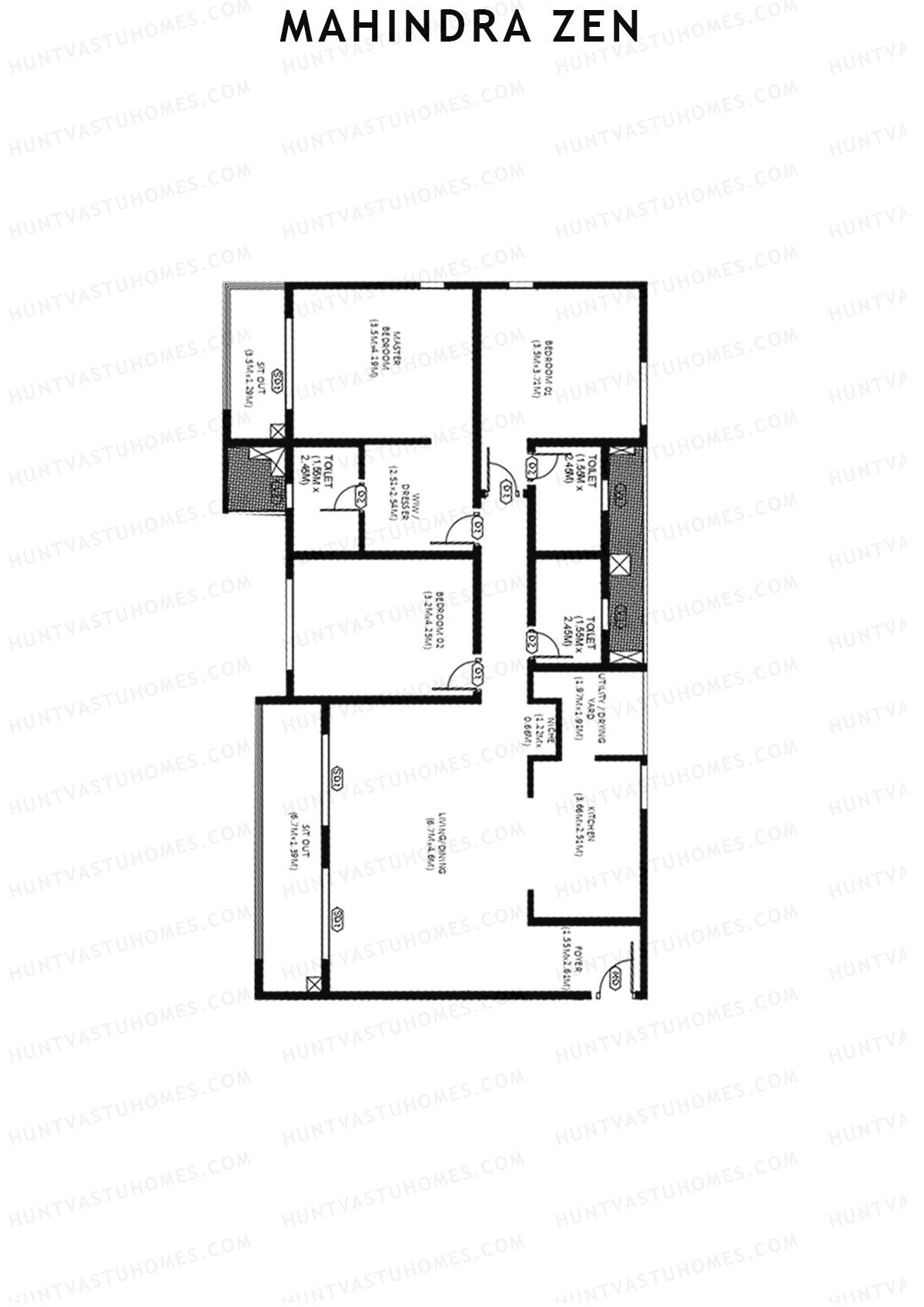 Mahindra Zen Tower B Unit 2 Floor Plan