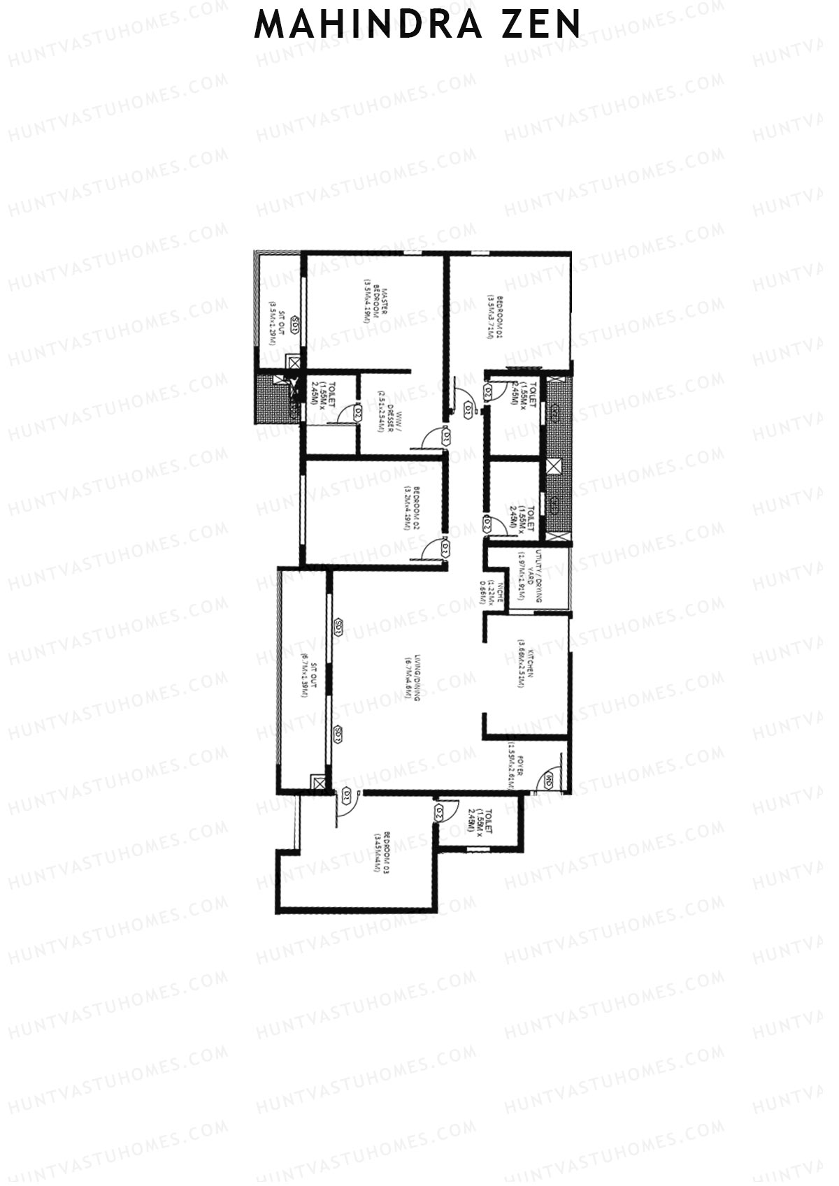 Mahindra Zen Tower B Unit 2 Floor Plan