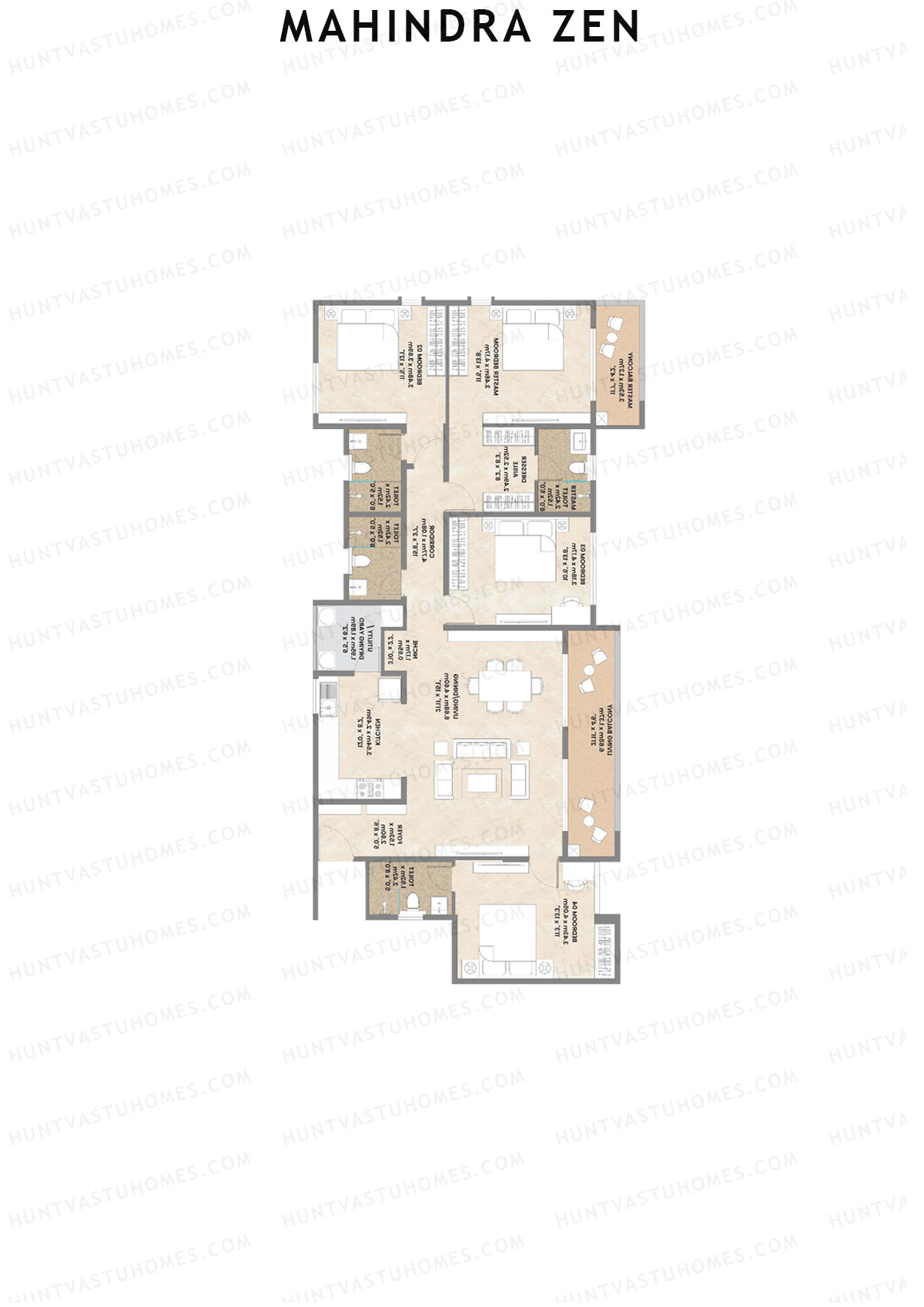 Mahindra Zen Tower B Unit 3 Floor Plan