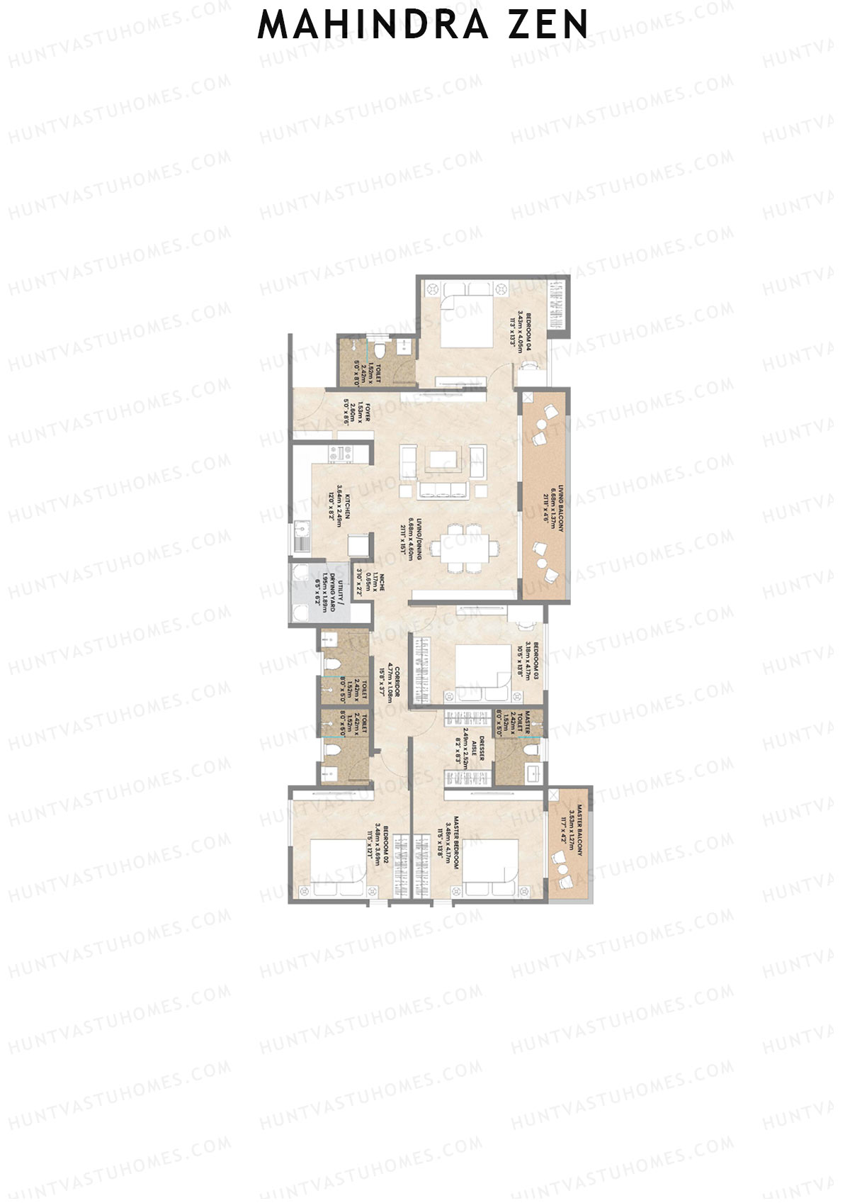 Mahindra Zen Tower B Unit 4 Floor Plan