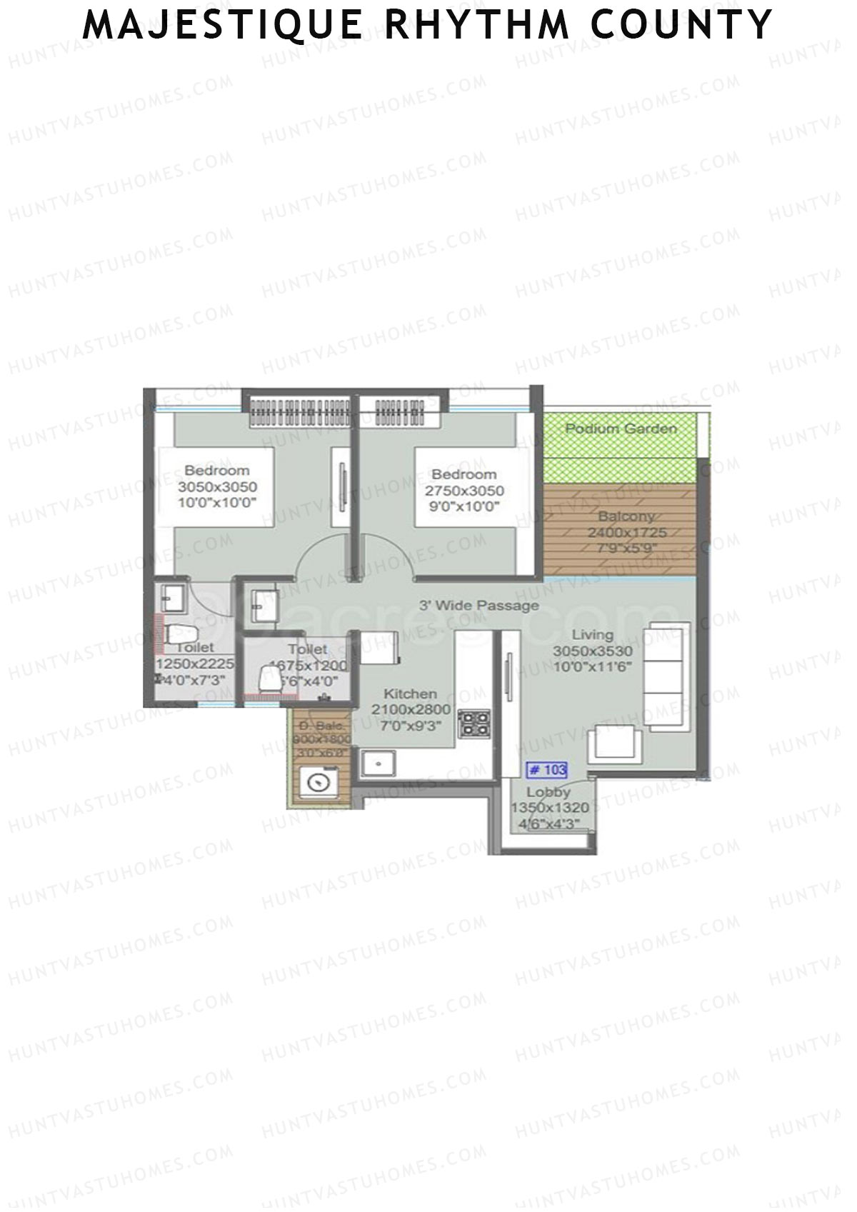 Majestique Rhythm County Tower A1 Unit 3  Floor Plan