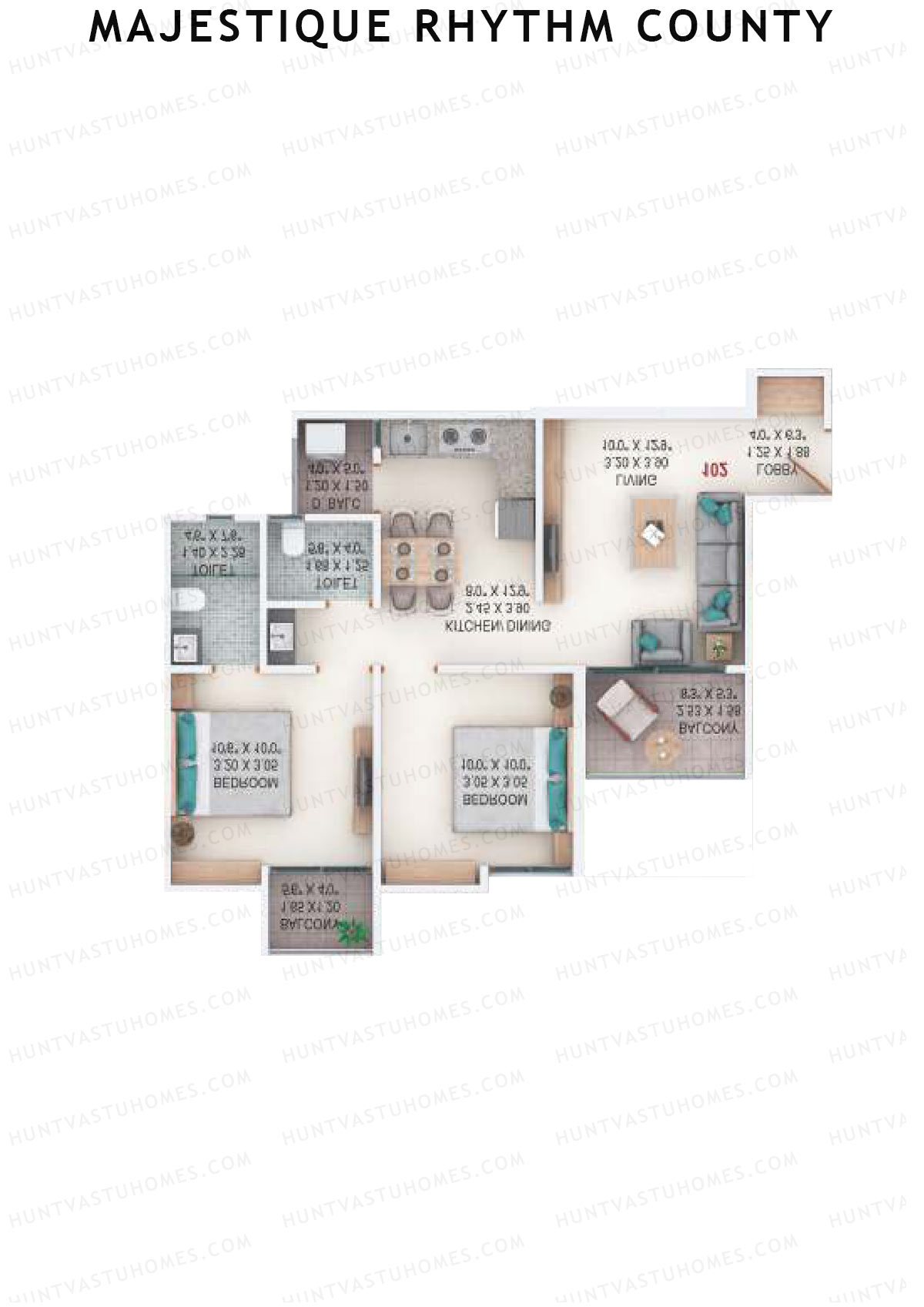 Majestique Rhythm County Tower A3 Unit 5 (Type A) Floor Plan