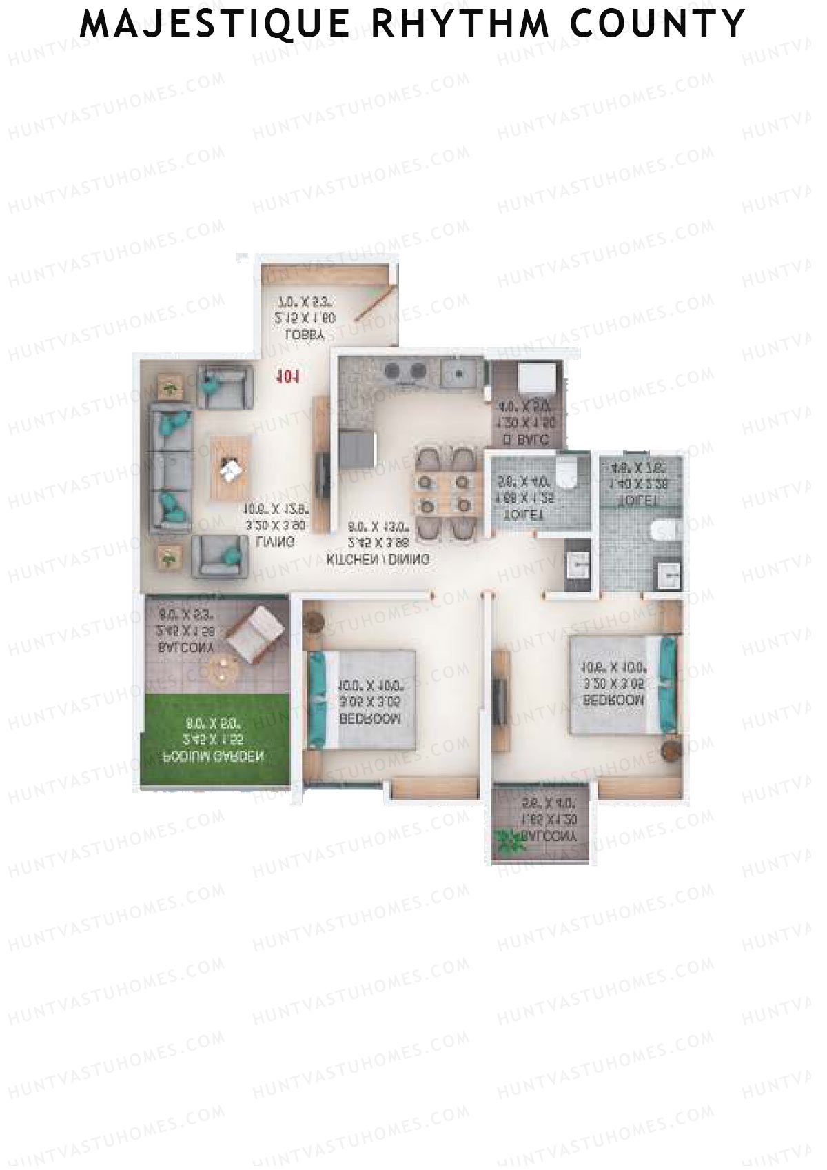 Majestique Rhythm County Tower A3 Unit 6 (Type B) Floor Plan