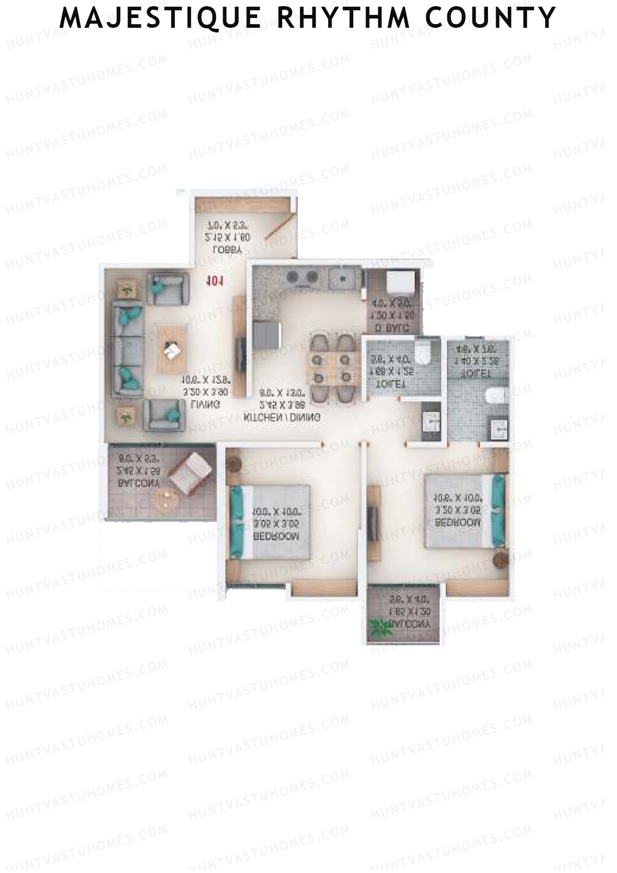 Majestique Rhythm County Tower A3 Unit 6 (Type B) Floor Plan