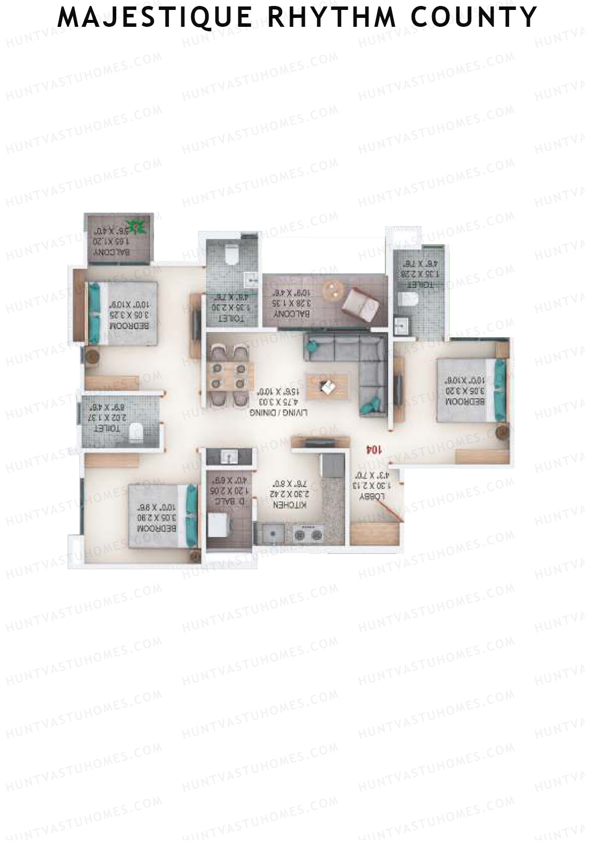 Majestique Rhythm County Tower A4 Unit 1  Floor Plan