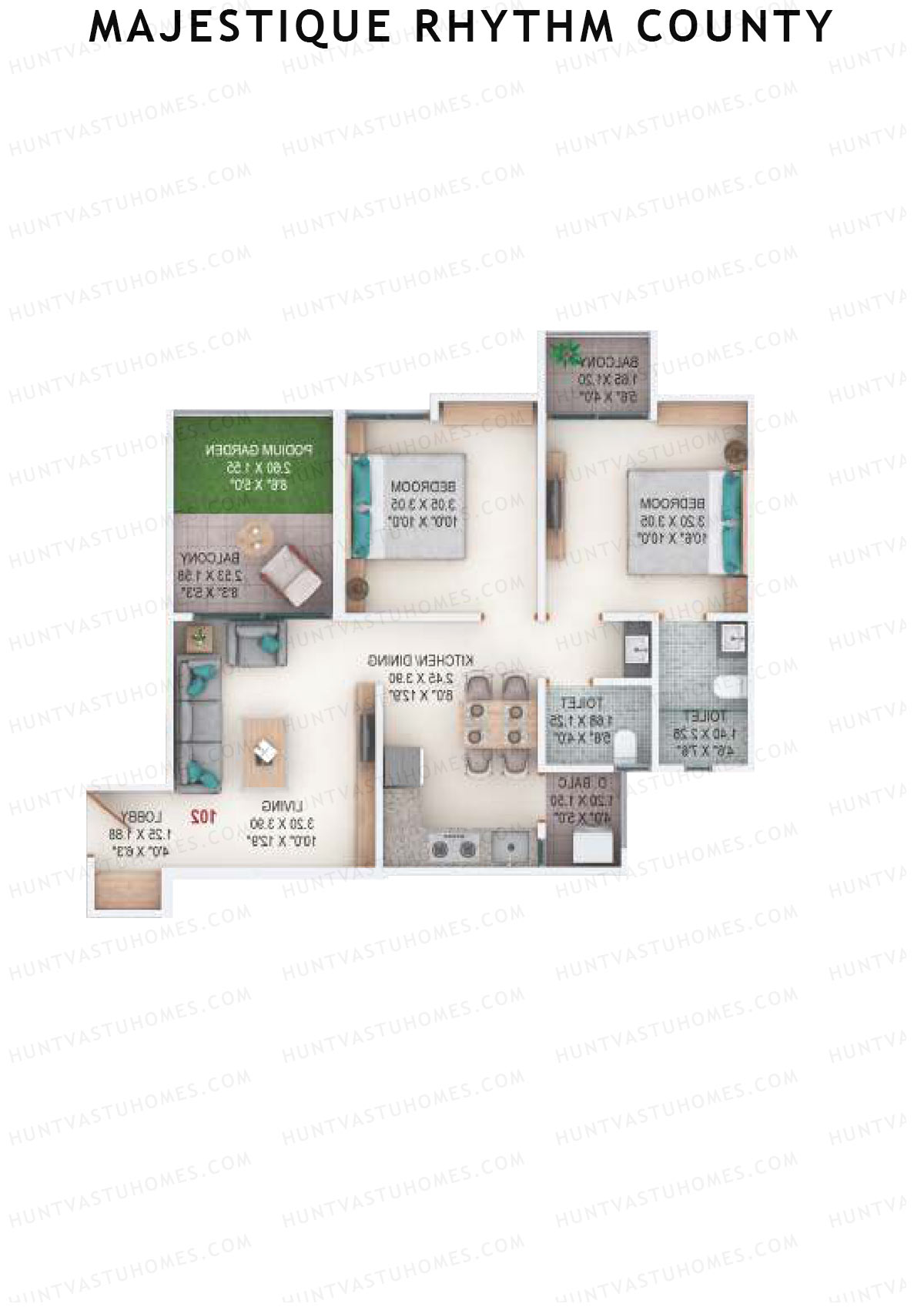 Majestique Rhythm County Tower A4 Unit 2 (Type A) Floor Plan