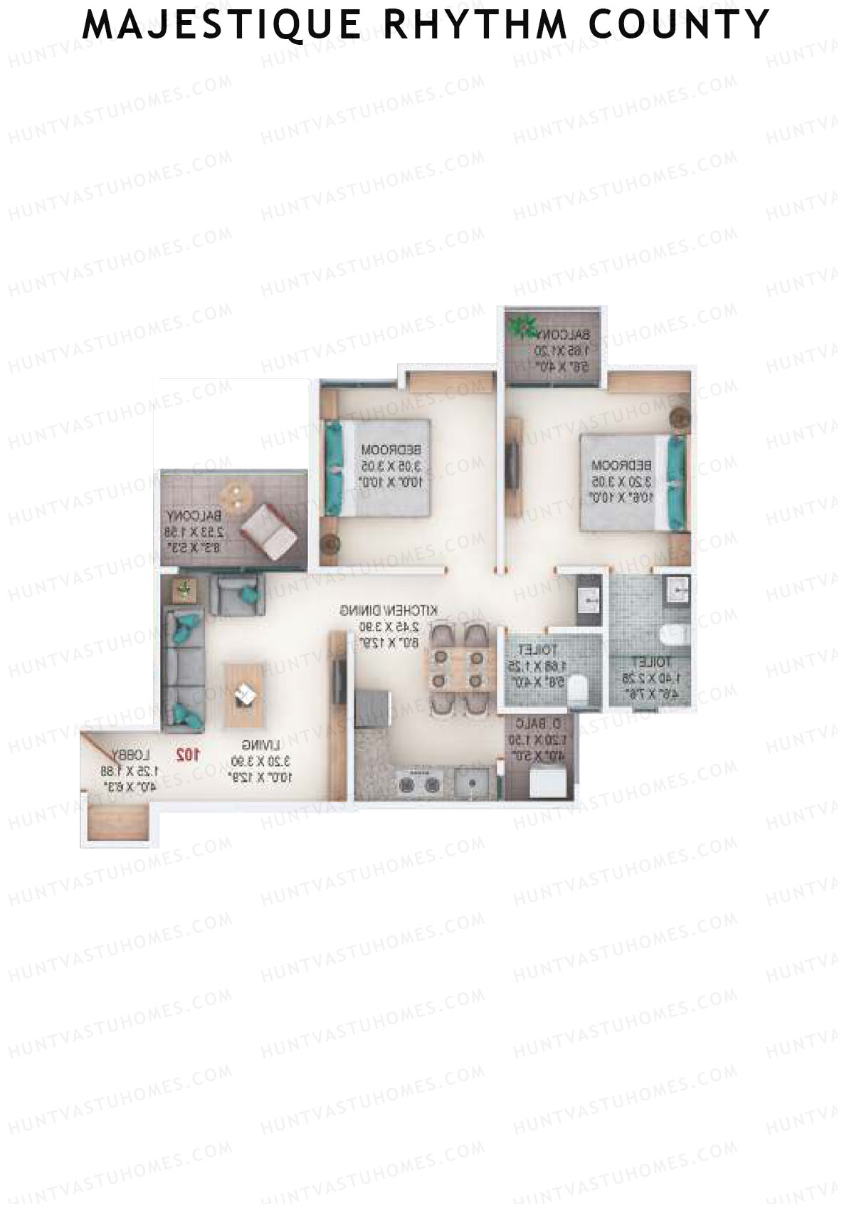 Majestique Rhythm County Tower A4 Unit 2 (Type A) Floor Plan