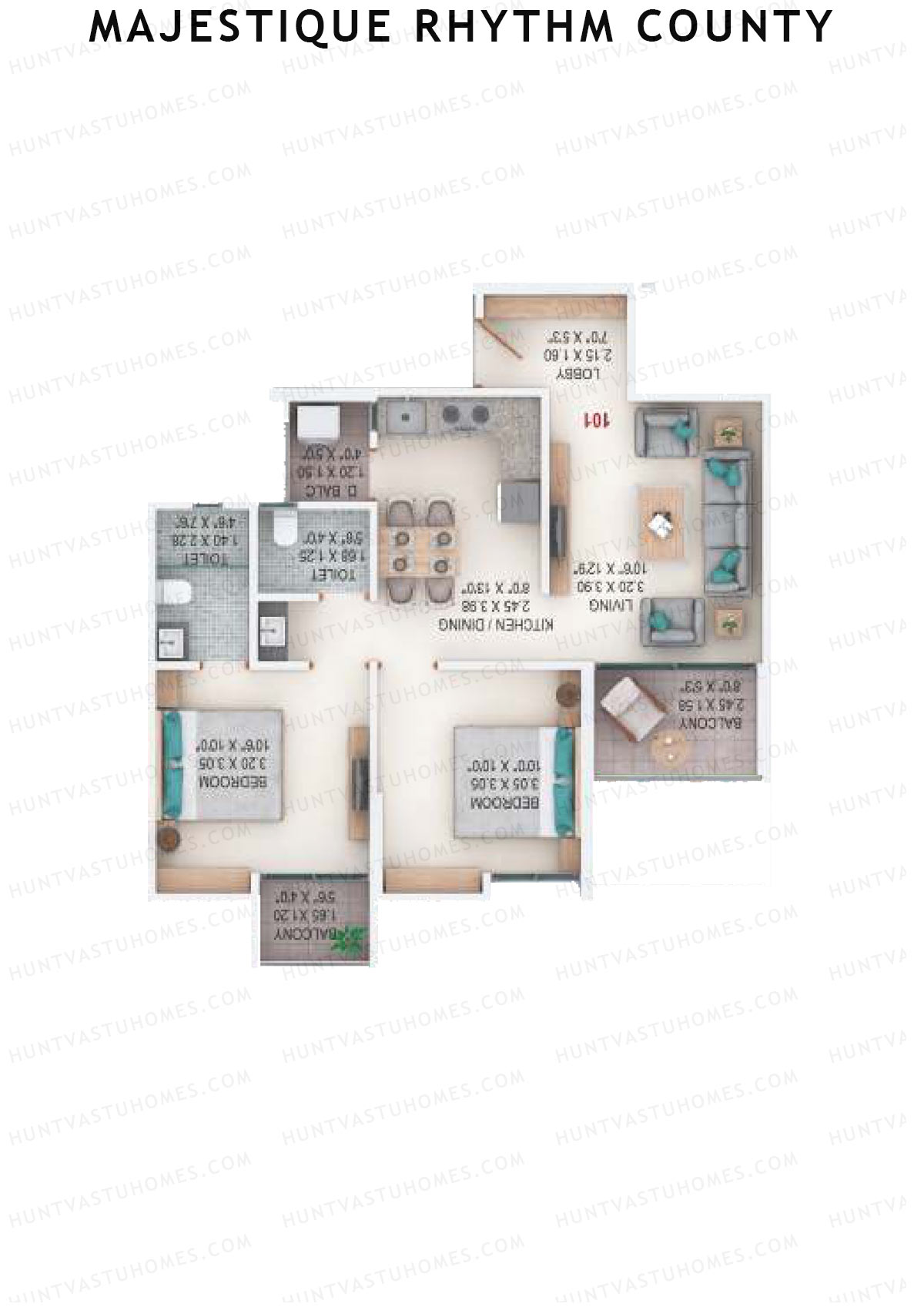 Majestique Rhythm County Tower A4 Unit 4 (Type B) Floor Plan